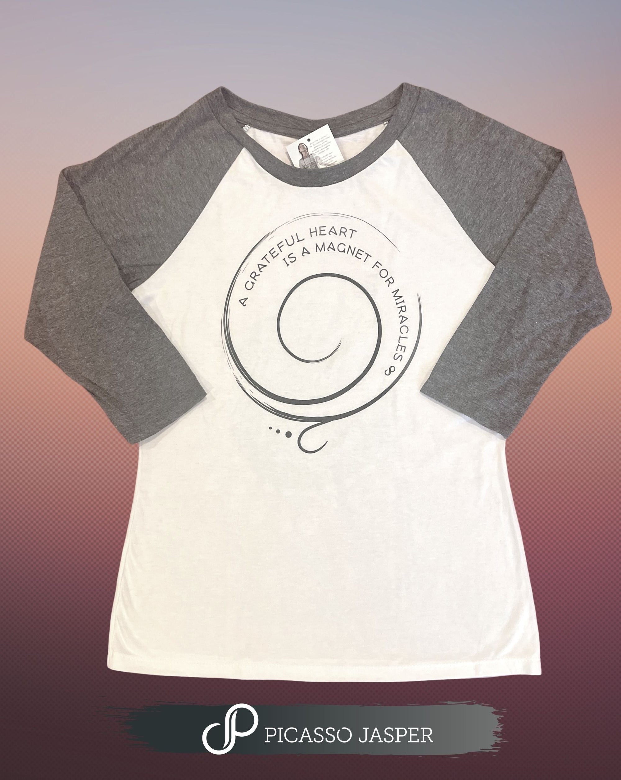 Last Ones! A Grateful Heart is a Magnet for Miracles, Baseball Tee