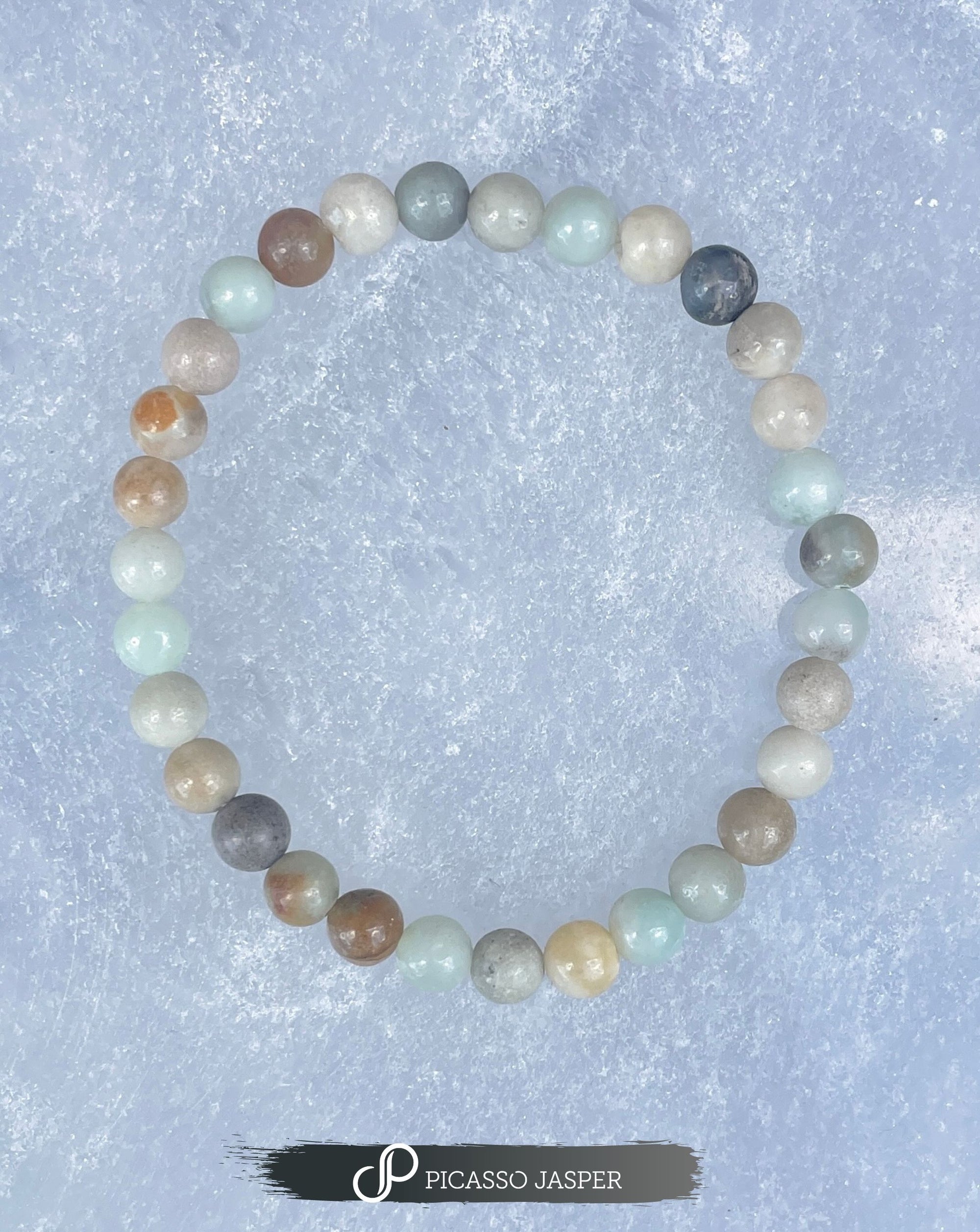 Amazonite 6 or 8mm crystal bead Bracelet- COURAGE • TRUTH • HARMONY