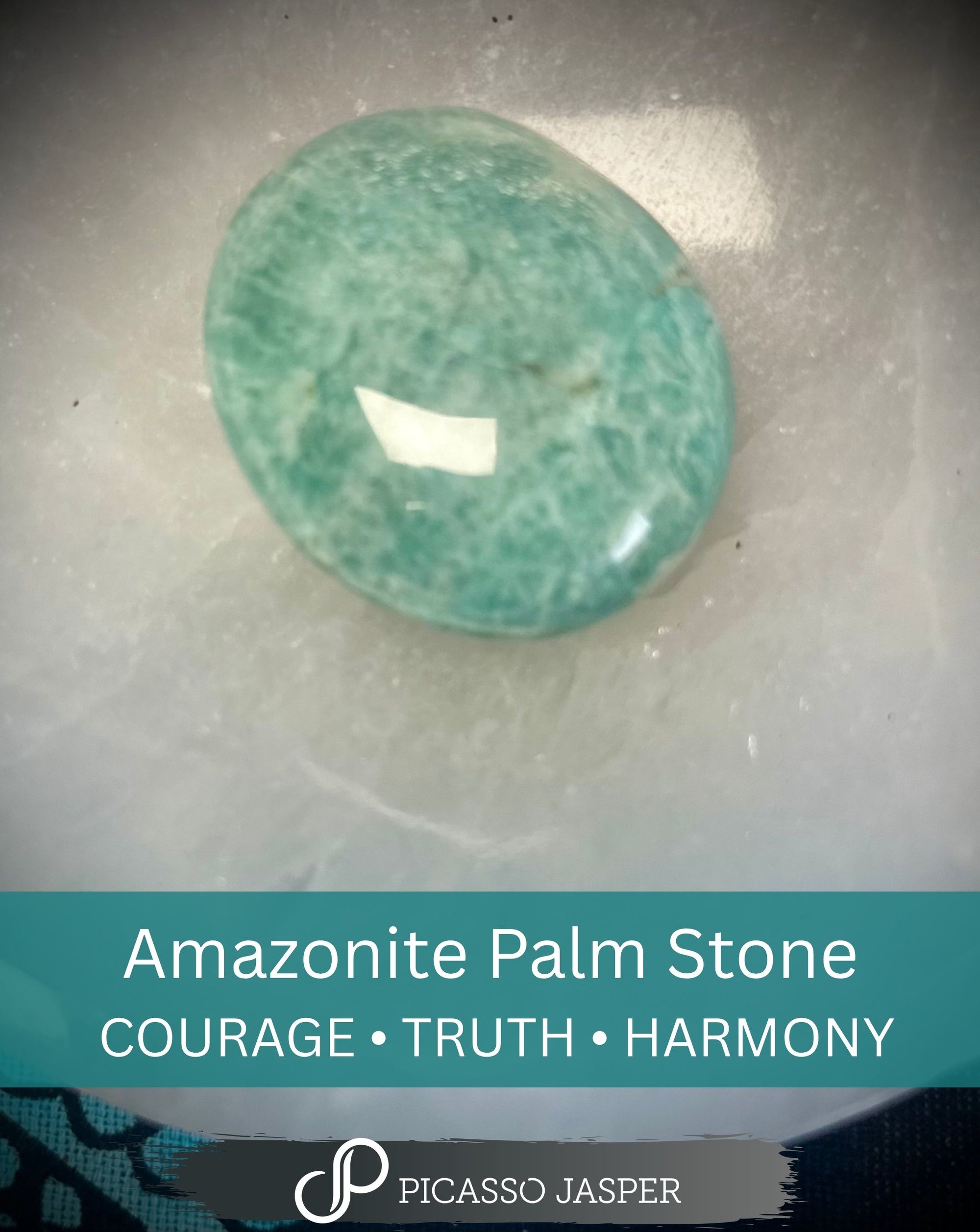 Amazonite Palm Stone: COURAGE • TRUTH • HARMONY