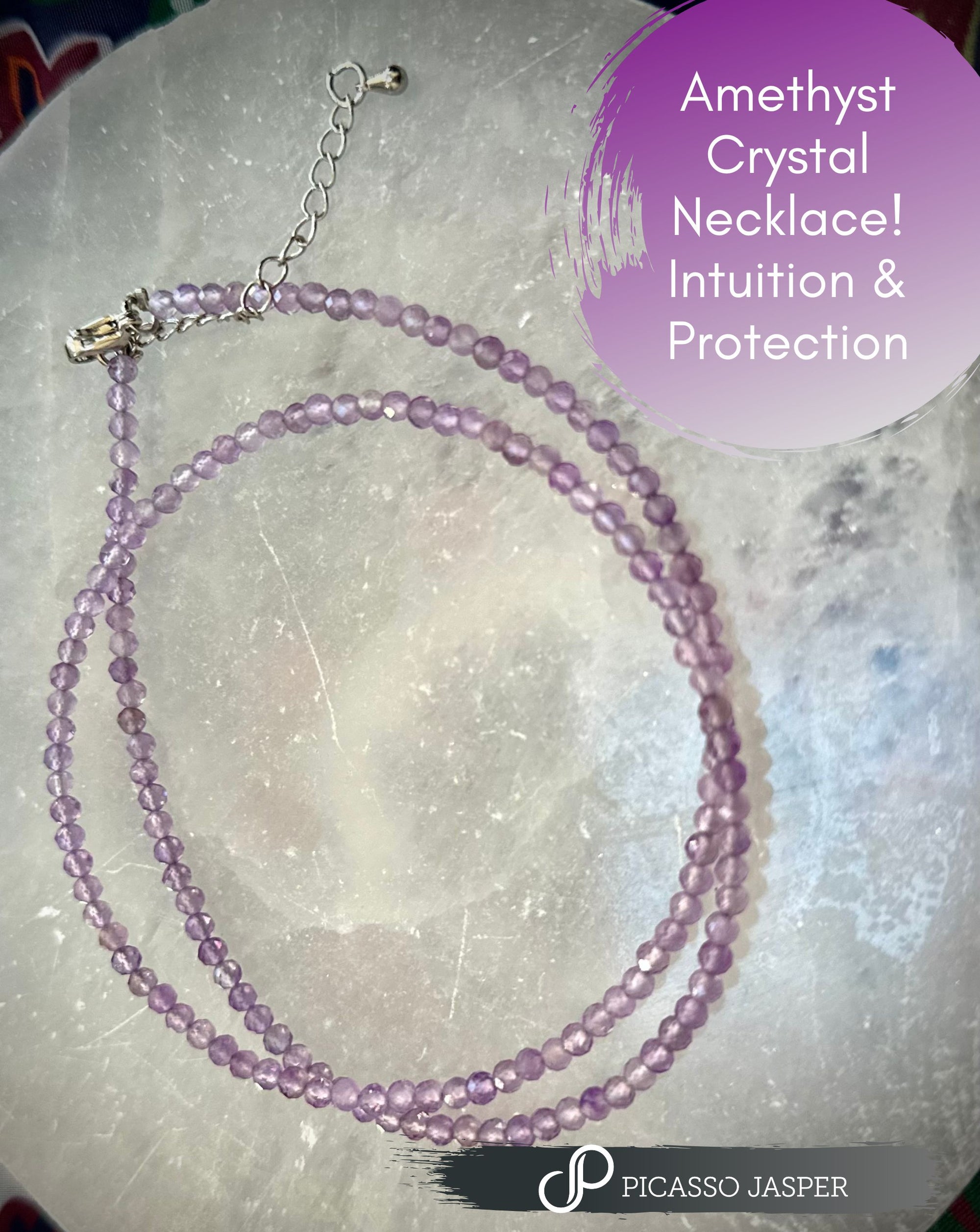 Faceted Amythest Necklace- Intuition & Protection