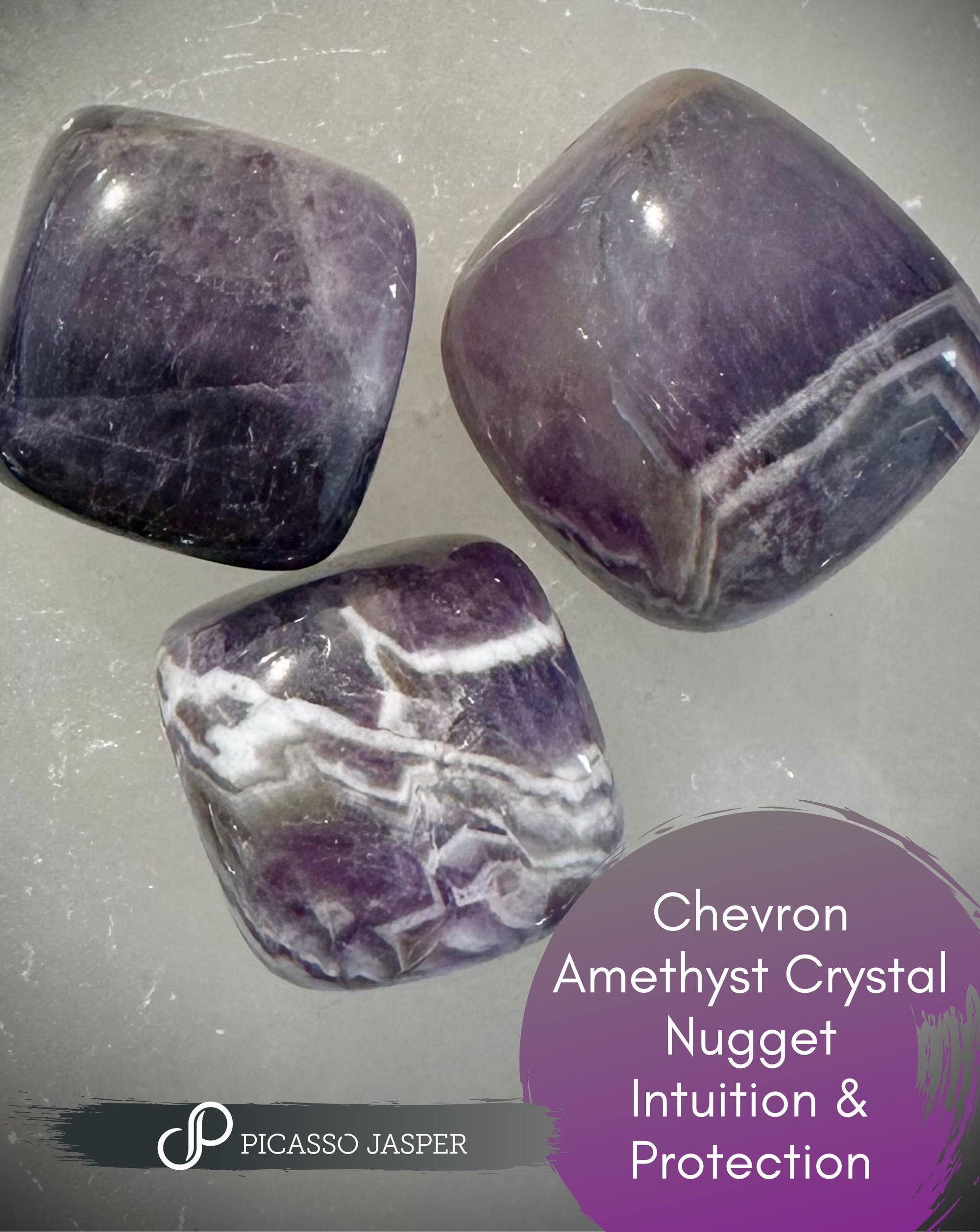 Chevron Amethyst Crystal Nugget, Intuition + Protection