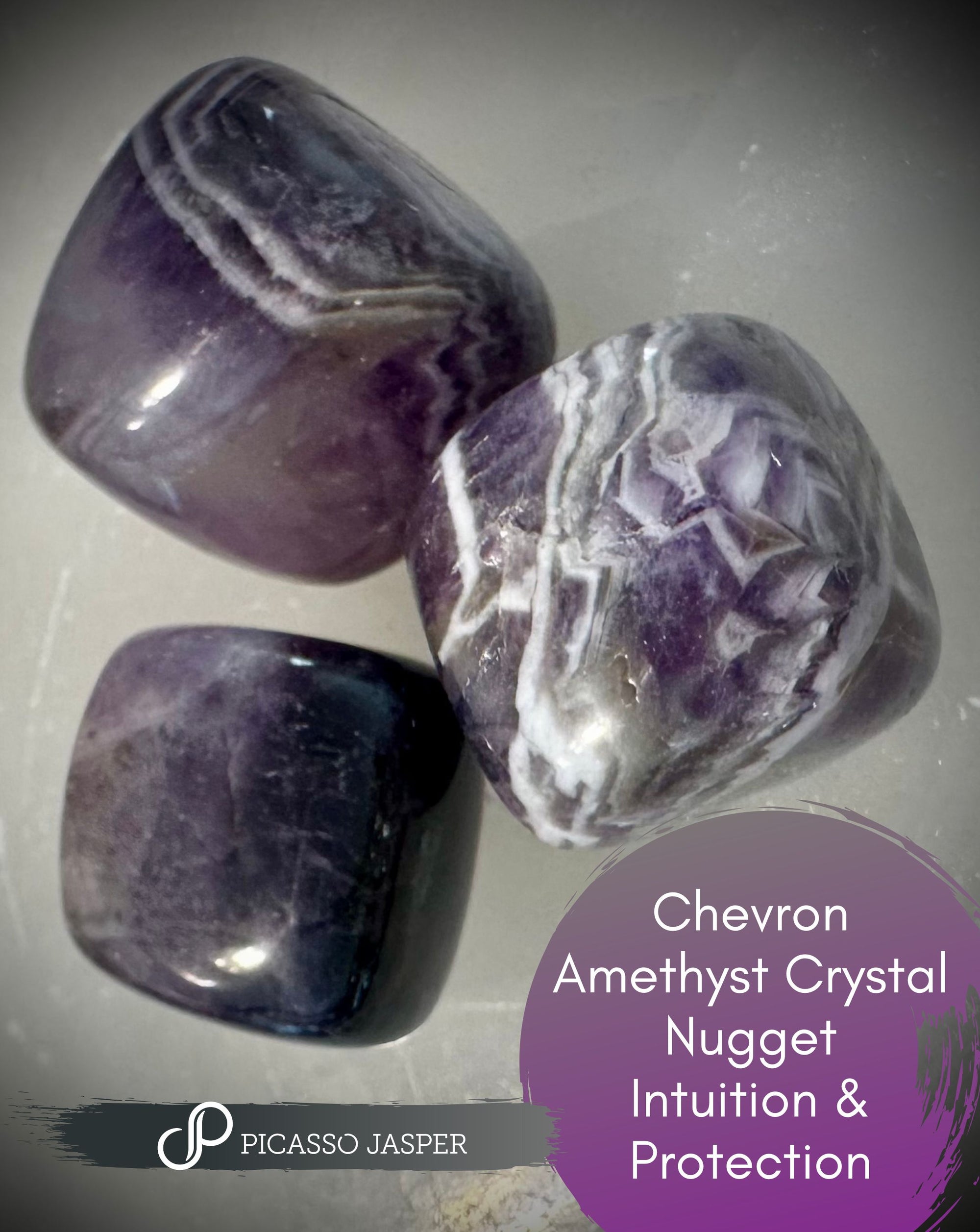 Chevron Amethyst Crystal Nugget, Intuition + Protection