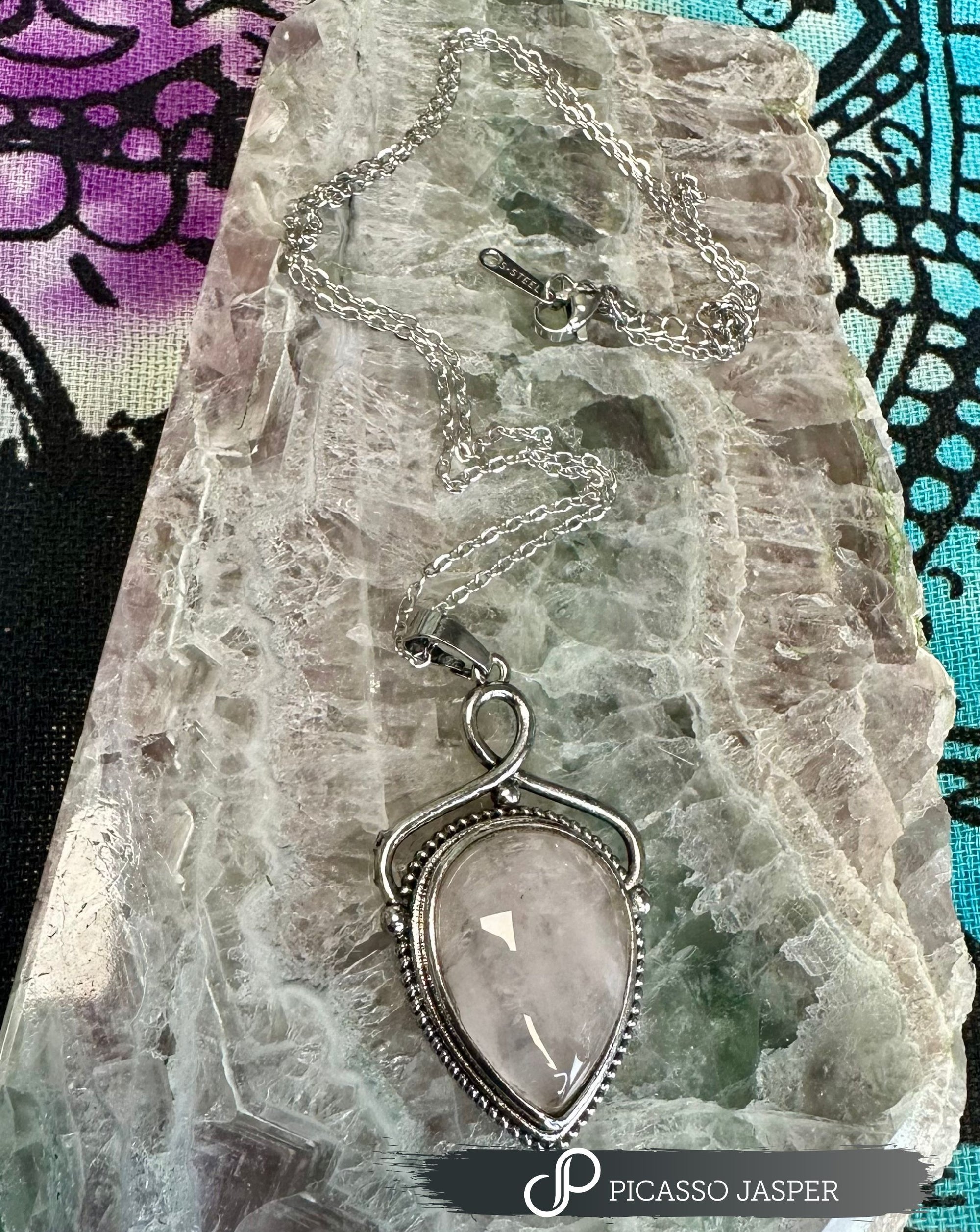 Rose Quartz or Amethyst Crystal Pendant- Cleansed & Charged