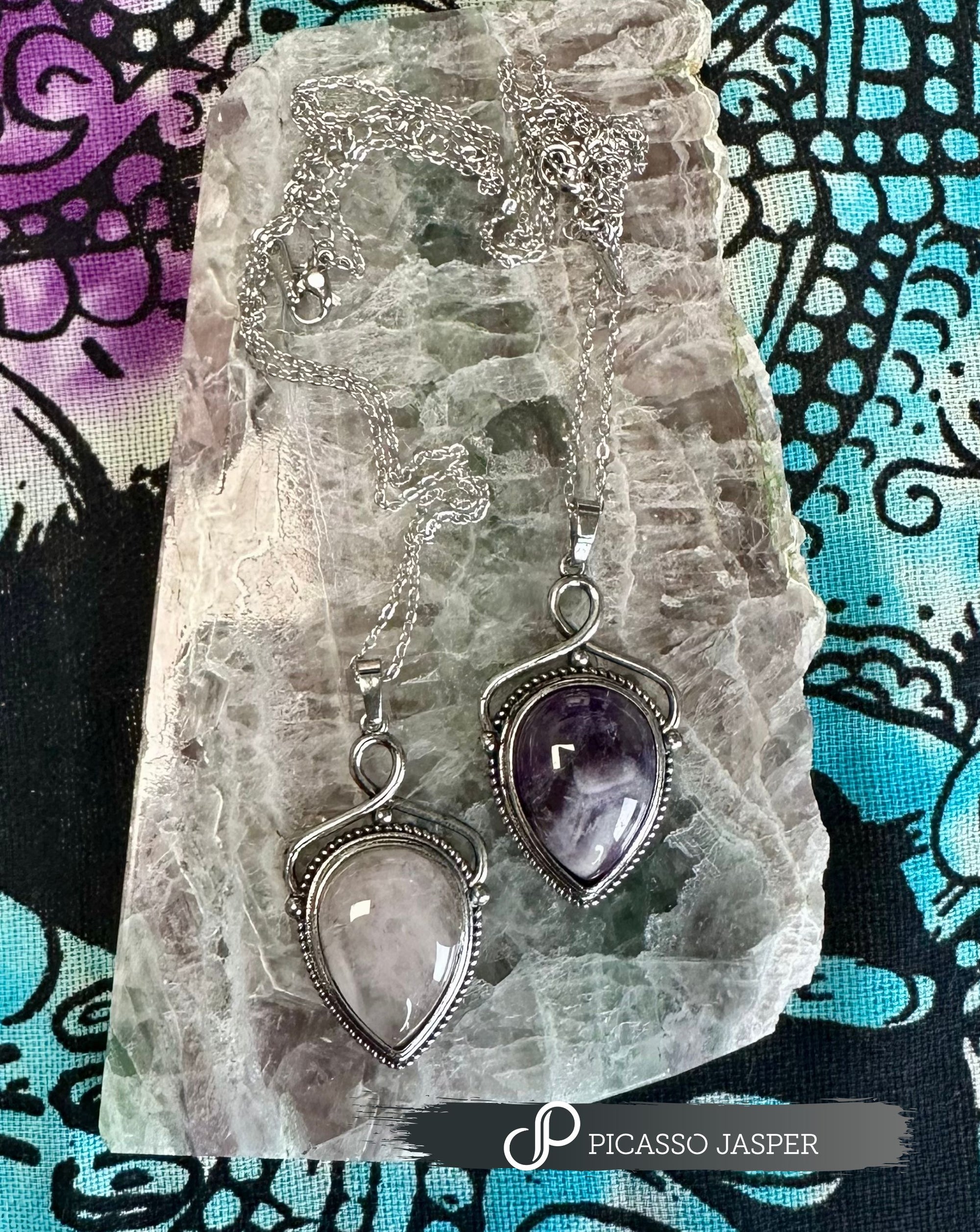 Rose Quartz or Amethyst Crystal Pendant- Cleansed & Charged