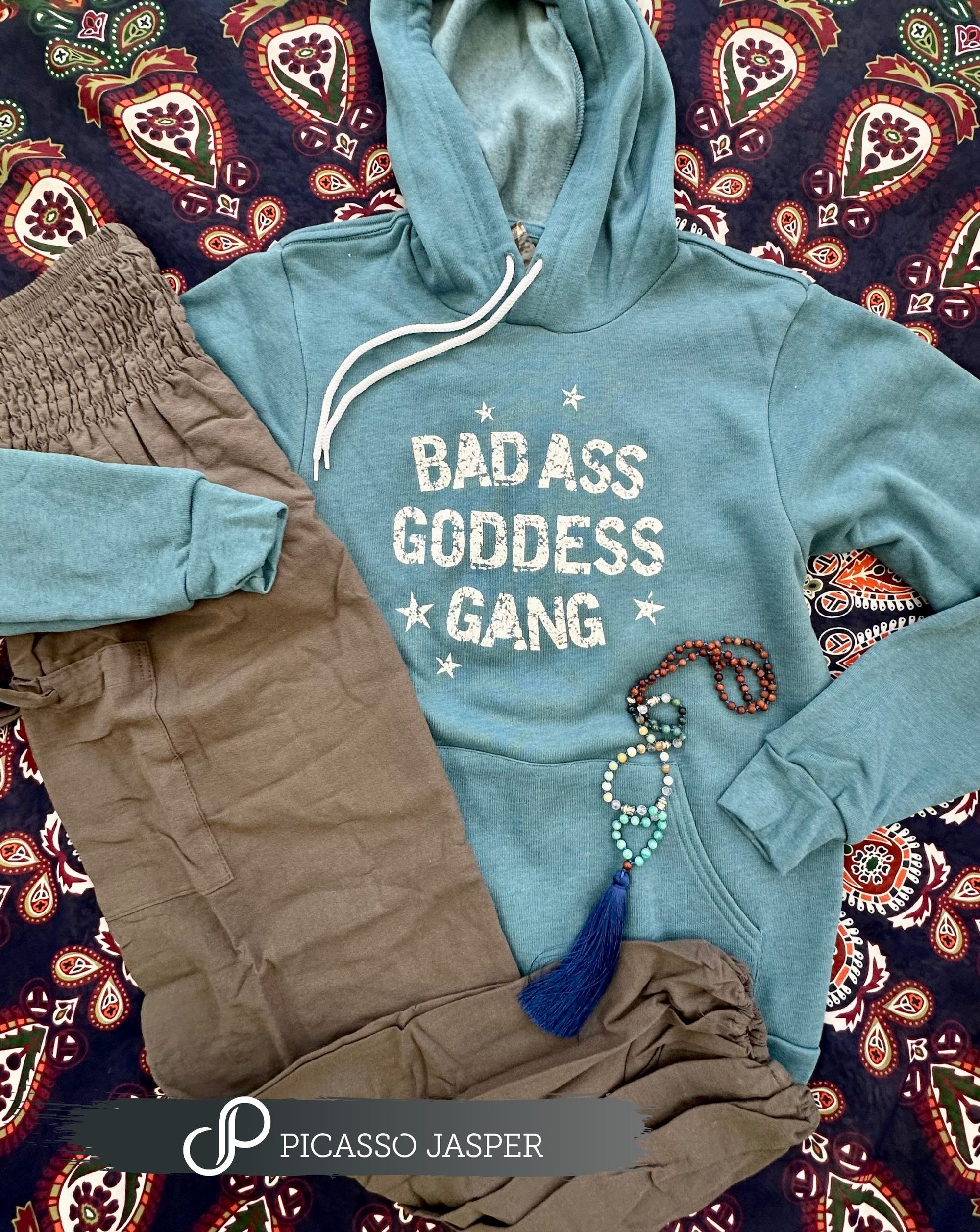 Bad Ass Goddess Gang, Teal Hoodie