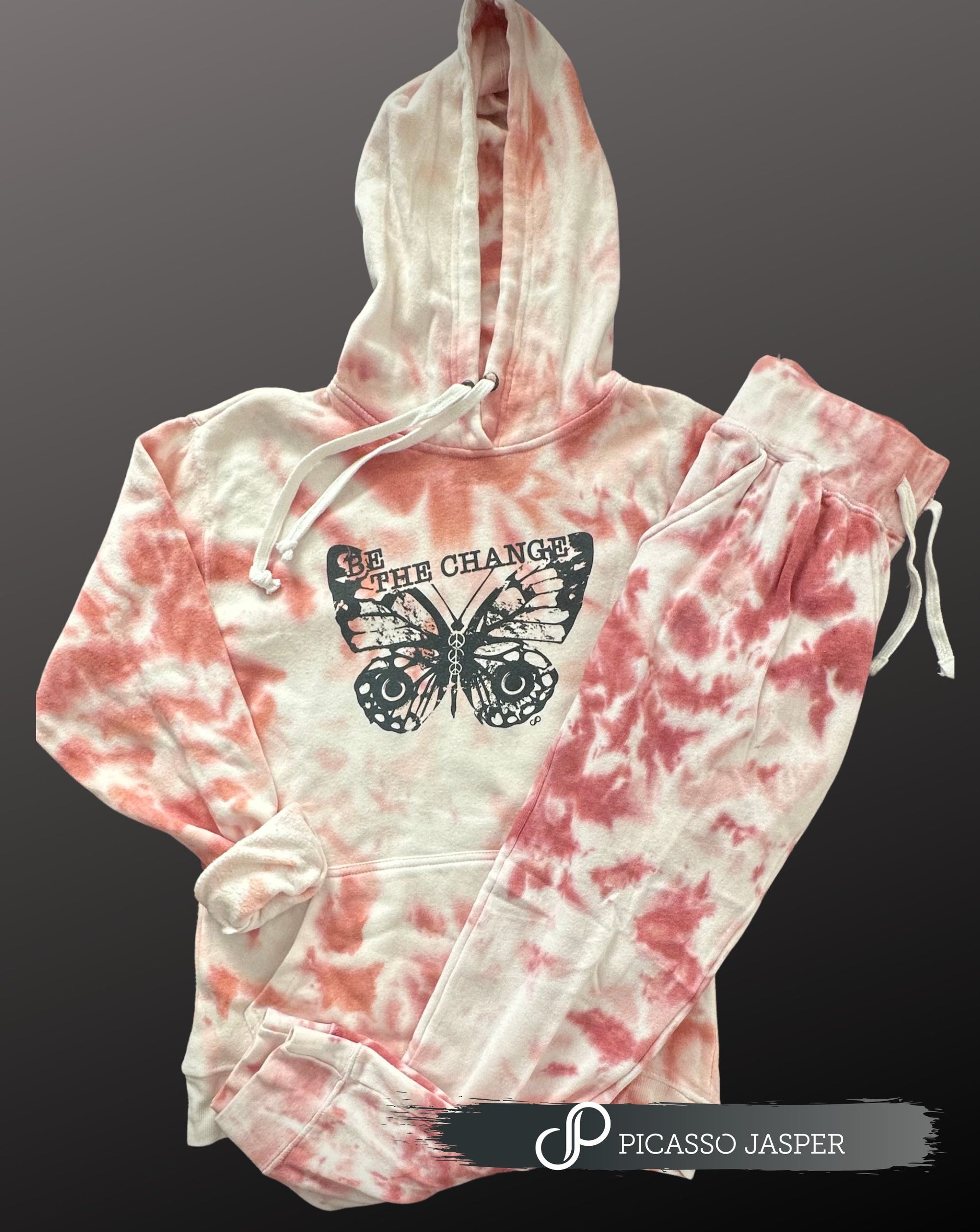 Be The Change, Butterly- Tie Dye Sweatshirt + Jogger +  Crystal, Bundle!