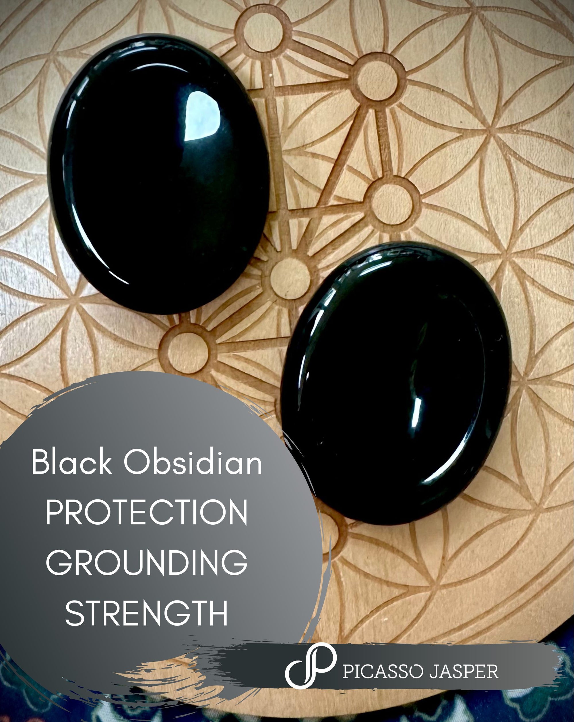 Black Obsidian Worry Stone: PROTECTION • GROUNDING • STRENGTH