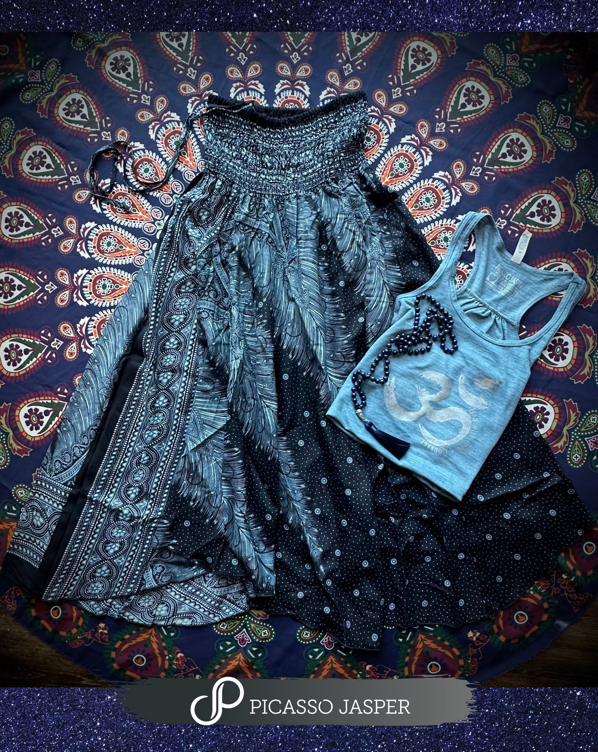 Lead with Love tank + Black & Blue Feather Skirt/Dress Bundle