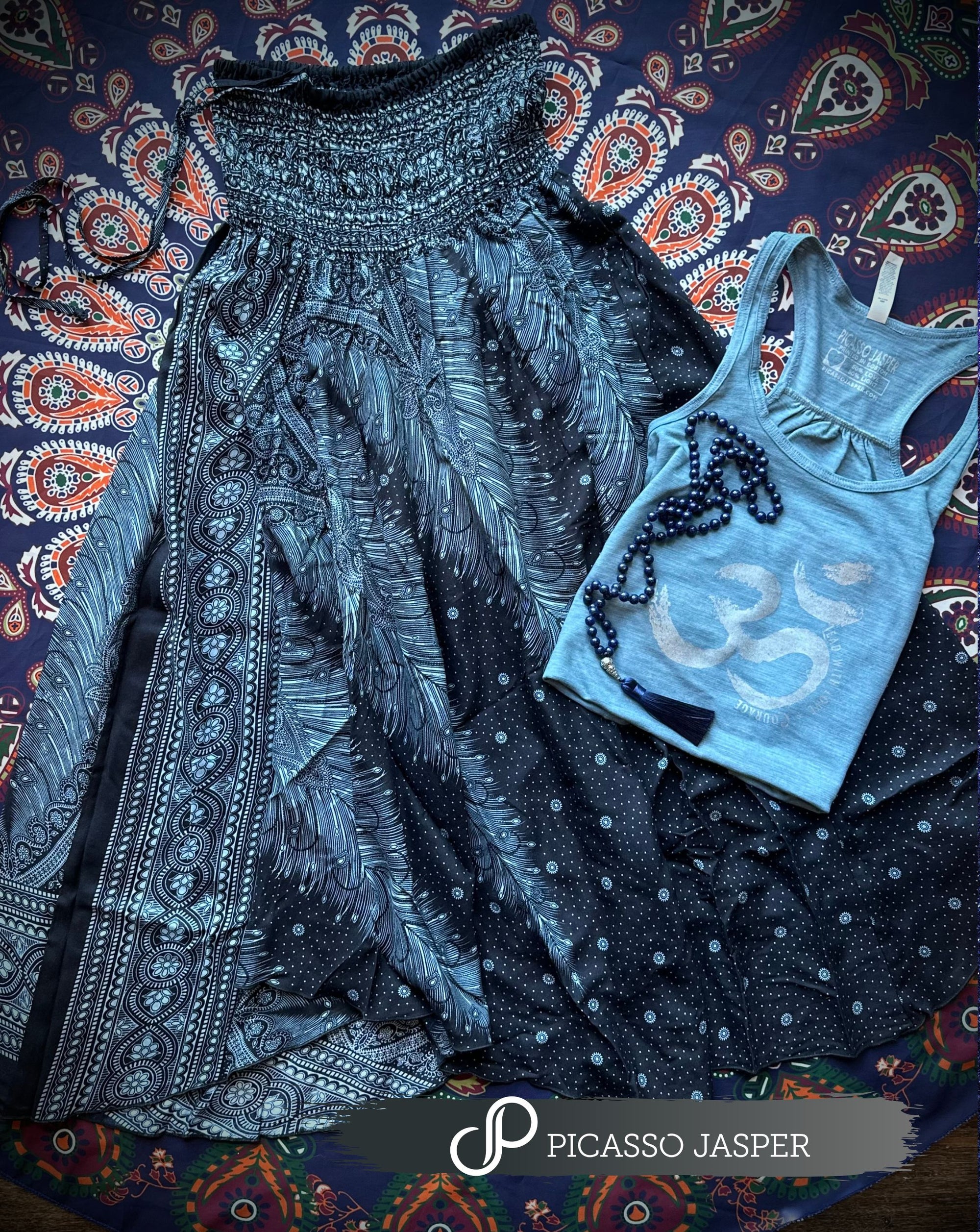 Lead with Love tank + Black & Blue Feather Skirt/Dress Bundle