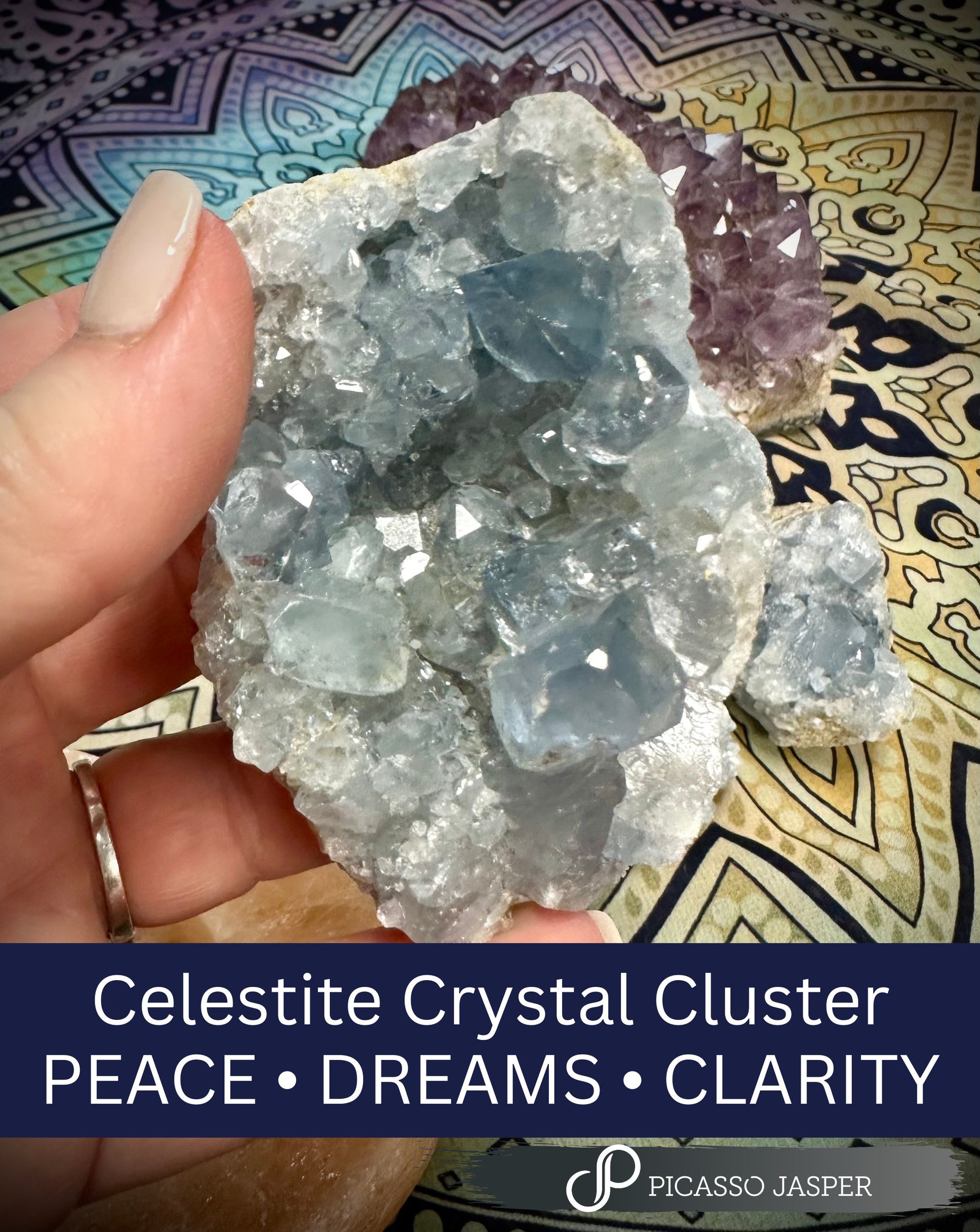Celestite Raw Cluster Crystal: PEACE • DREAMS • CLARITY