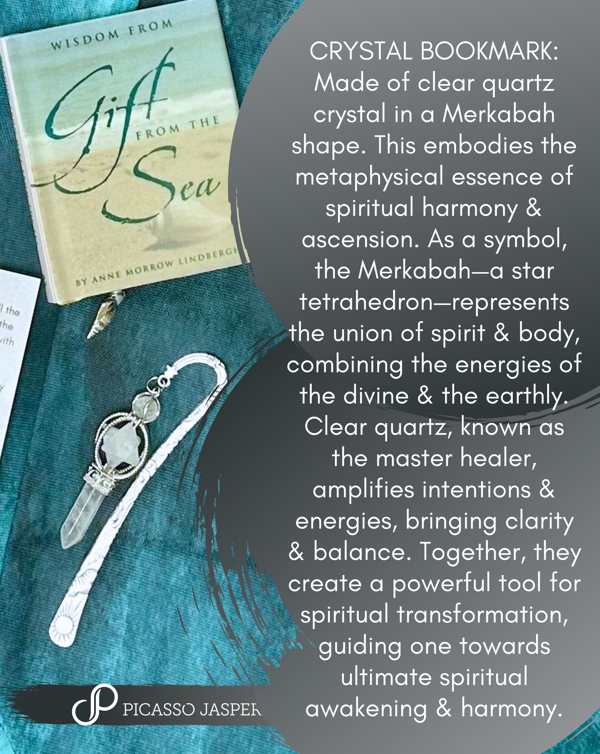 Clear Quartz Crystal, Merkabah Bookmark- Spiritual Awakening & Harmony