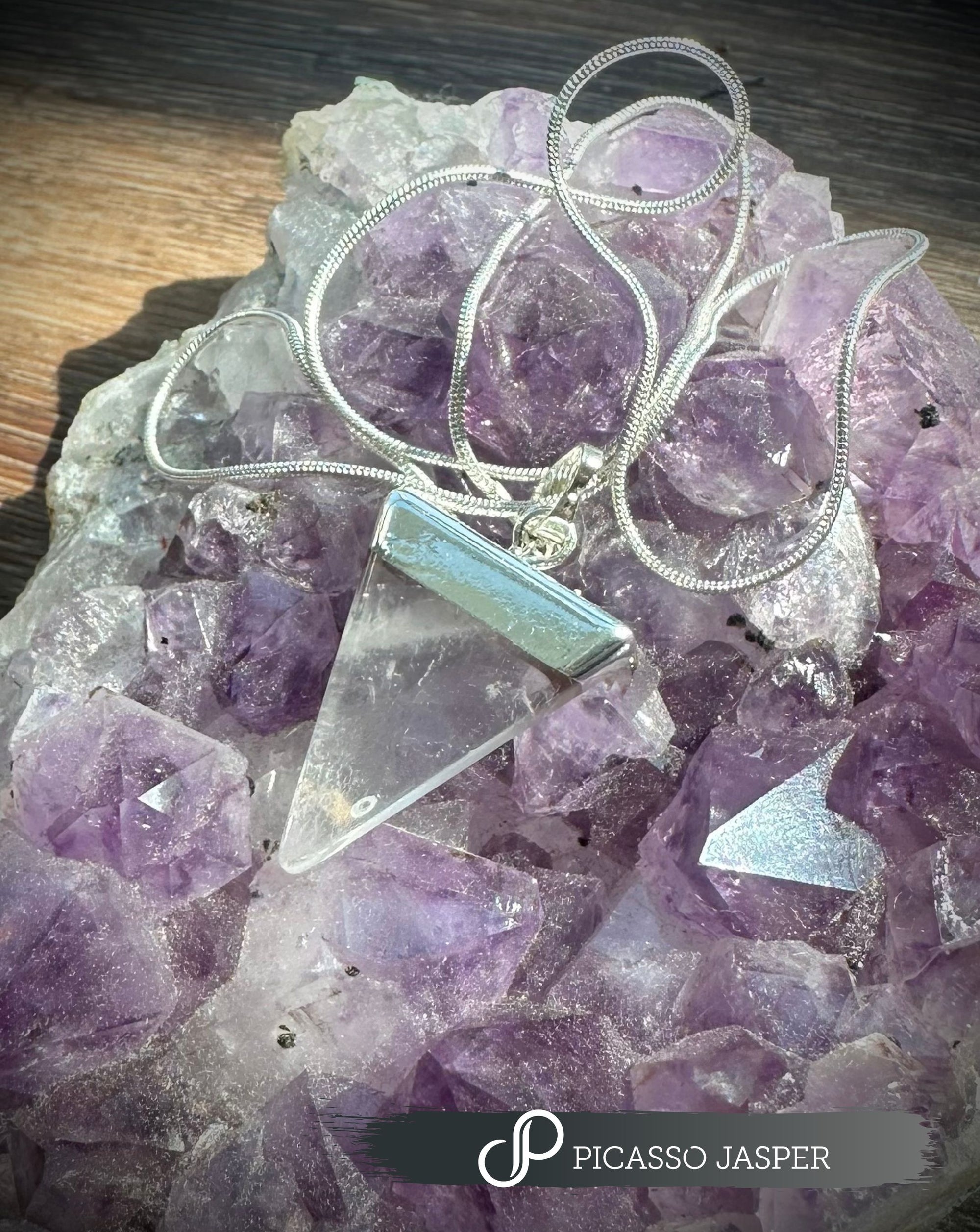 Clear Quartz Triangle Pendant, with 18" Necklace: Master Healer