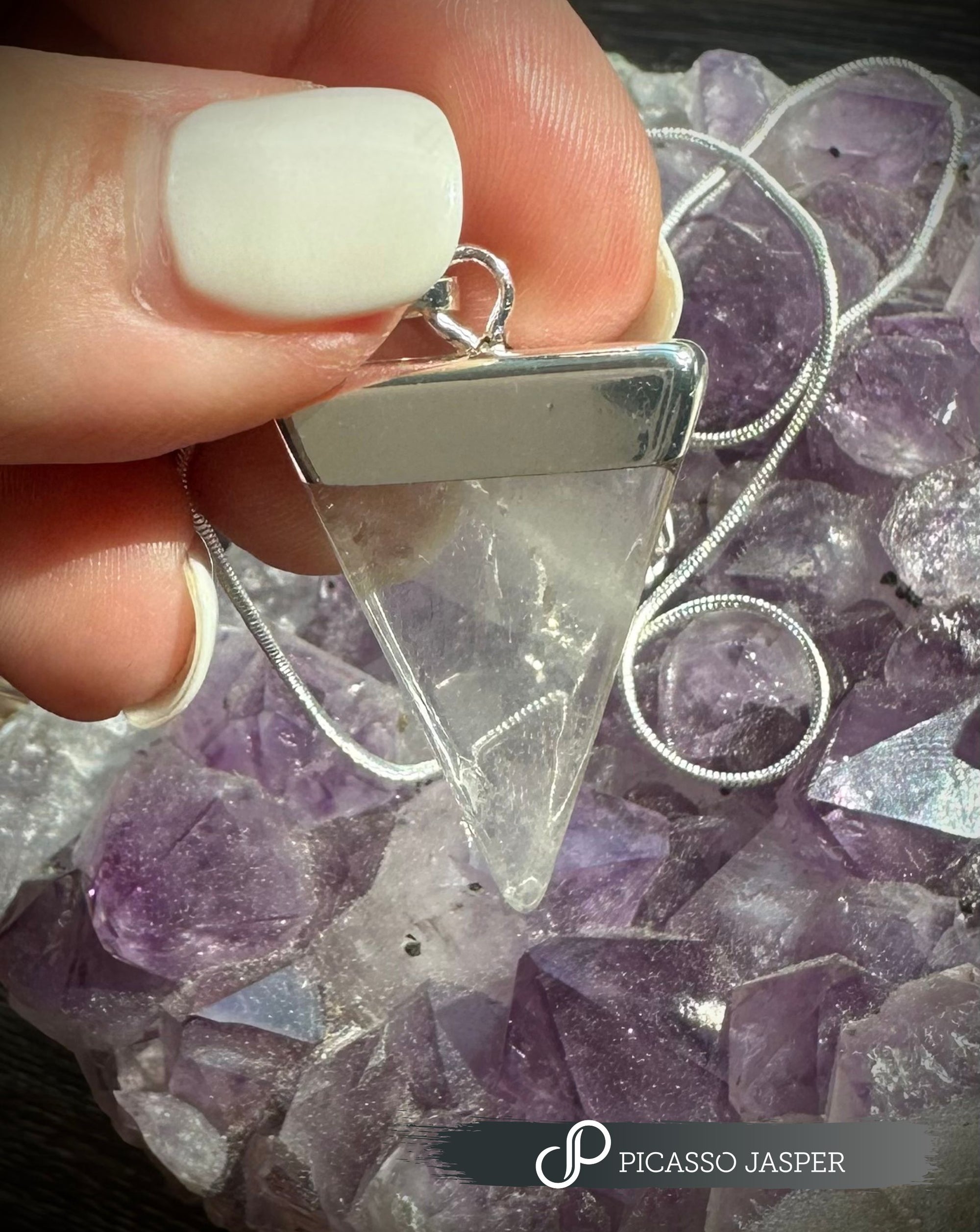 Clear Quartz Triangle Pendant, with 18" Necklace: Master Healer