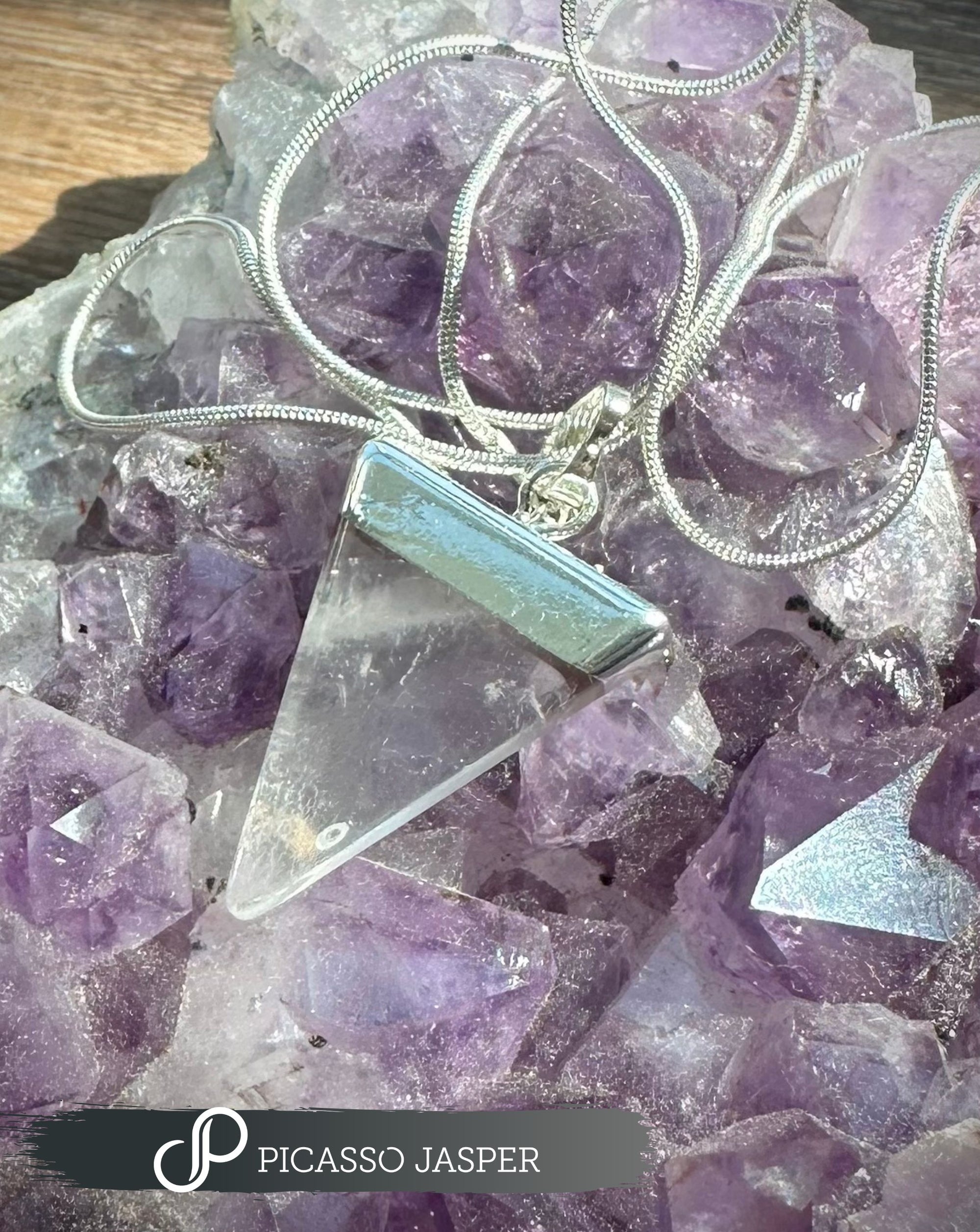Clear Quartz Triangle Pendant, with 18" Necklace: Master Healer