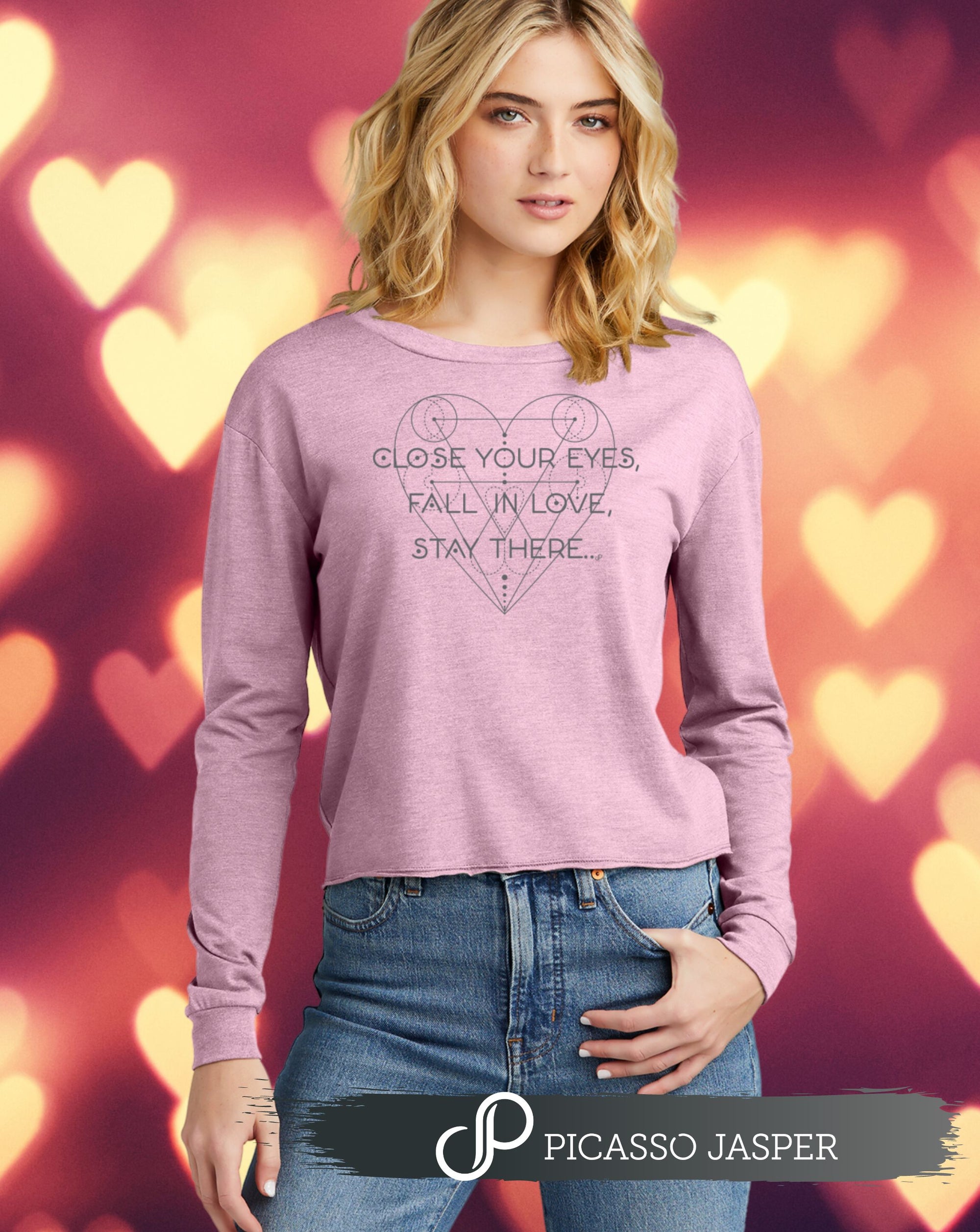 Fall in LOVE, slightly cropped, Long sleeve Tee