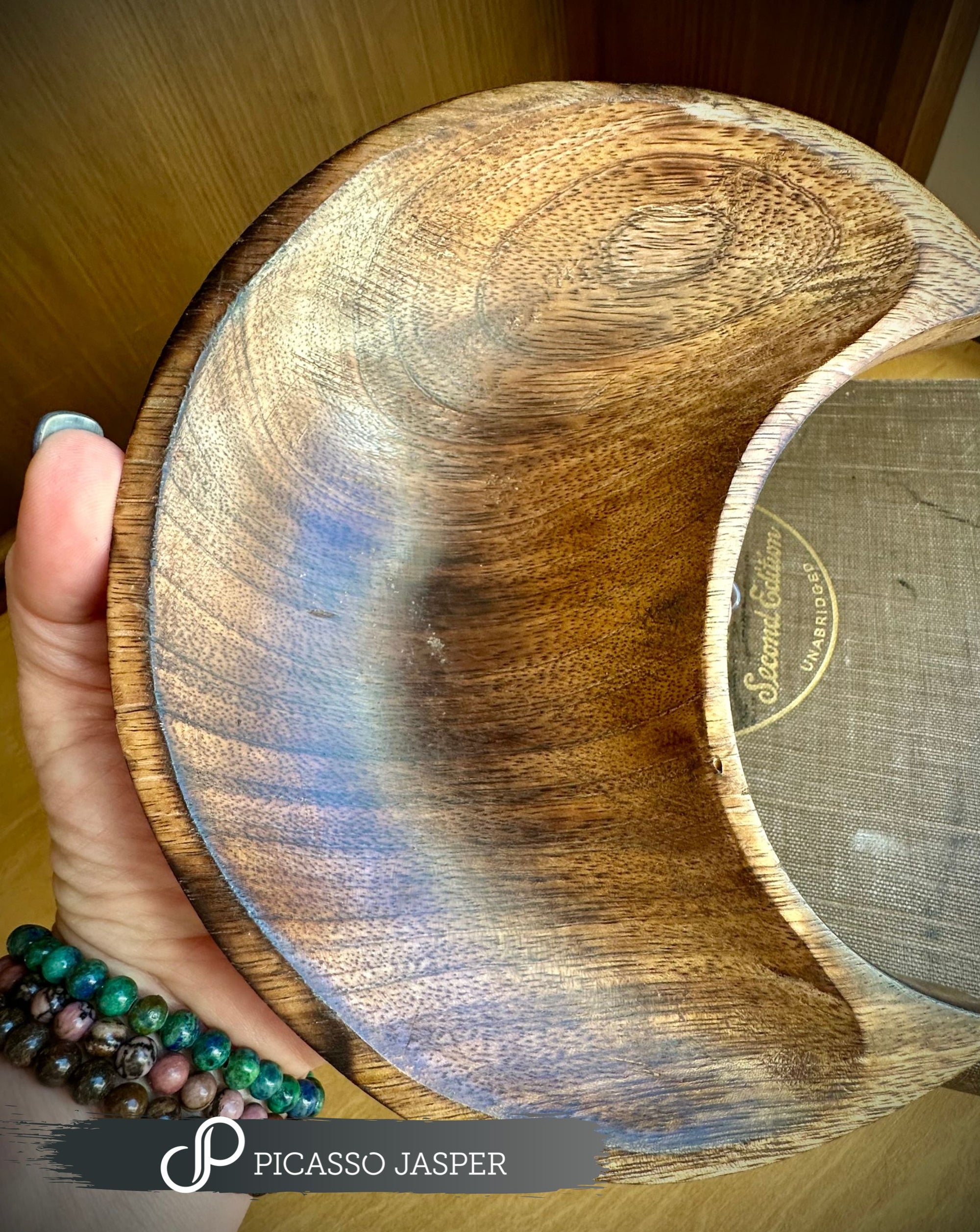 Crescent Moon Wooden Bowl: Holds Jewelry or Crystals!