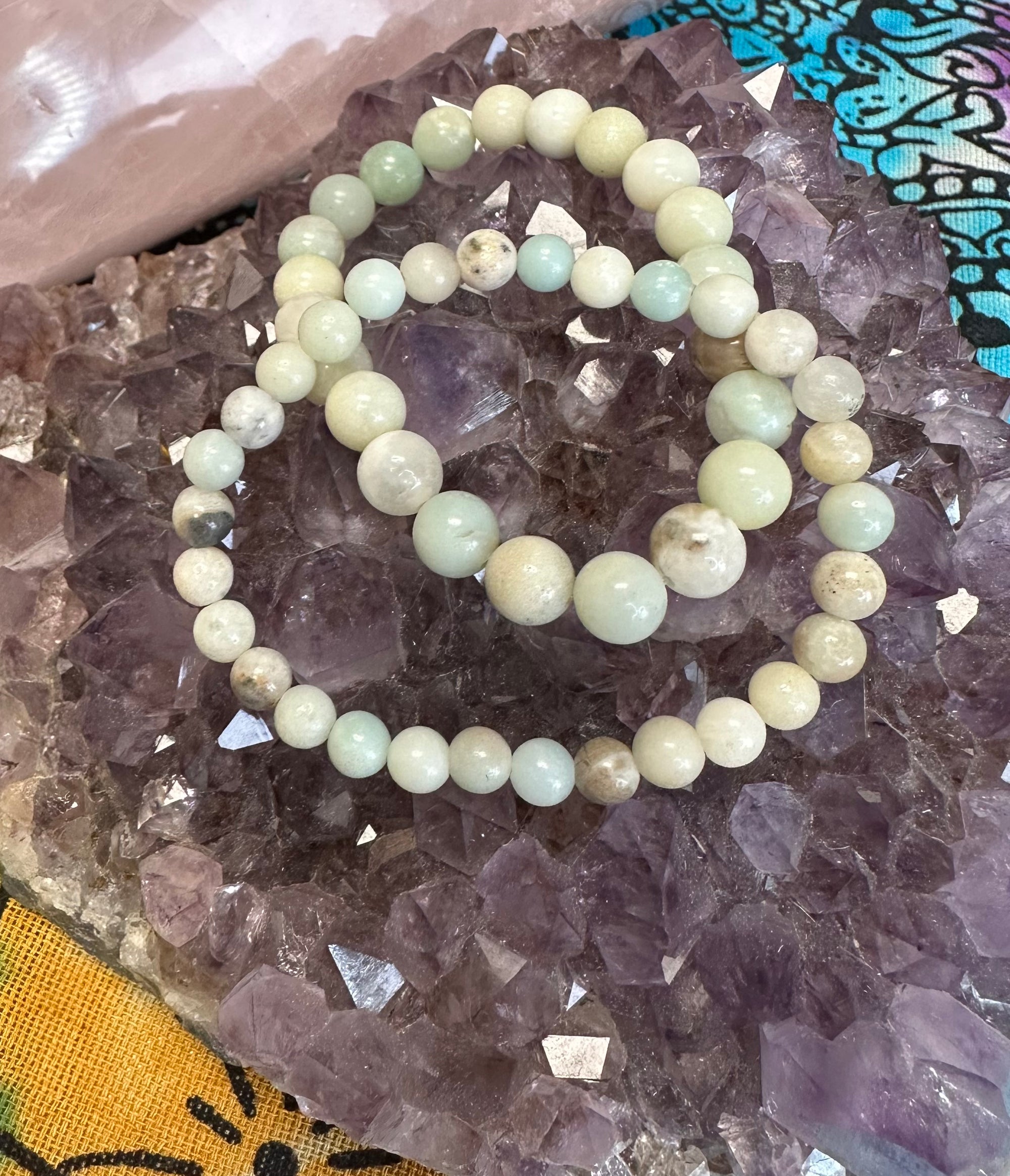 Amazonite 6 or 8mm crystal bead Bracelet- COURAGE • TRUTH • HARMONY
