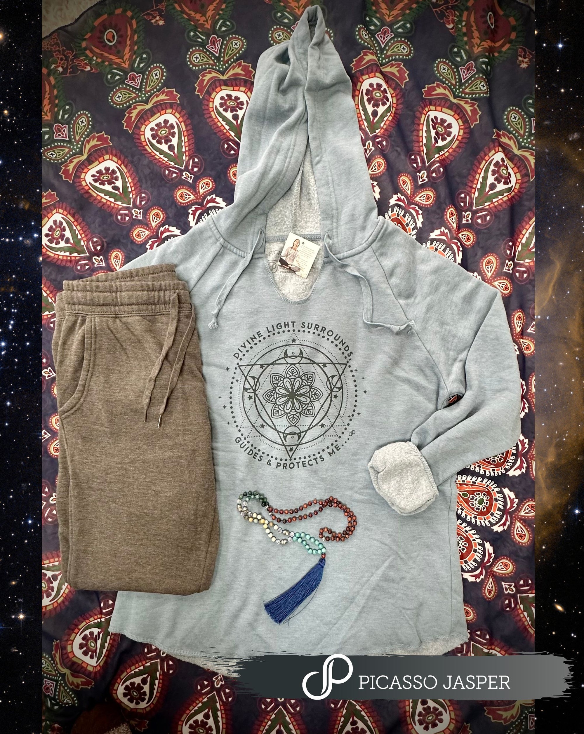 Divine Light, V-notch Sweatshirt + Jogger +  Crystal, Bundle!