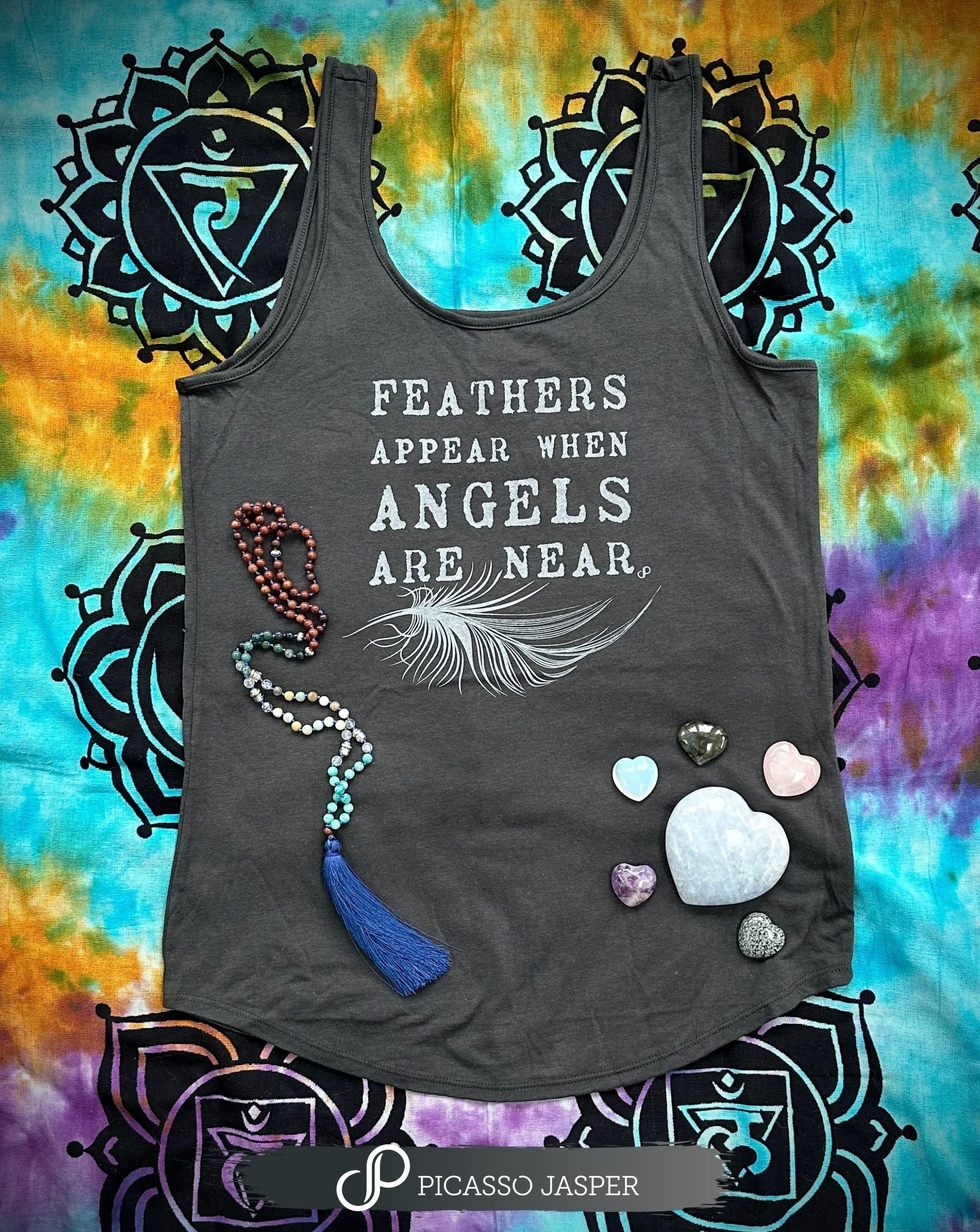 Feathers Appear When Angels Are Near, Grey Tank + Lavender Feather Pant Bundle