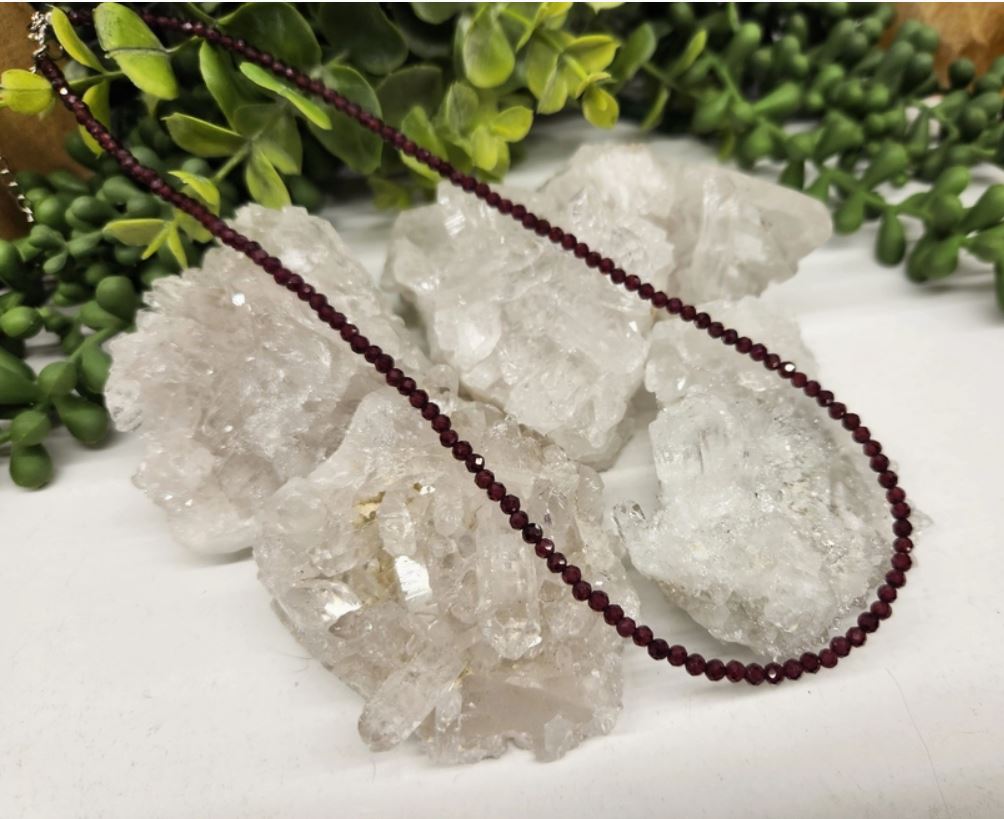 Faceted Garnet Necklace- Passion, Strength Protection