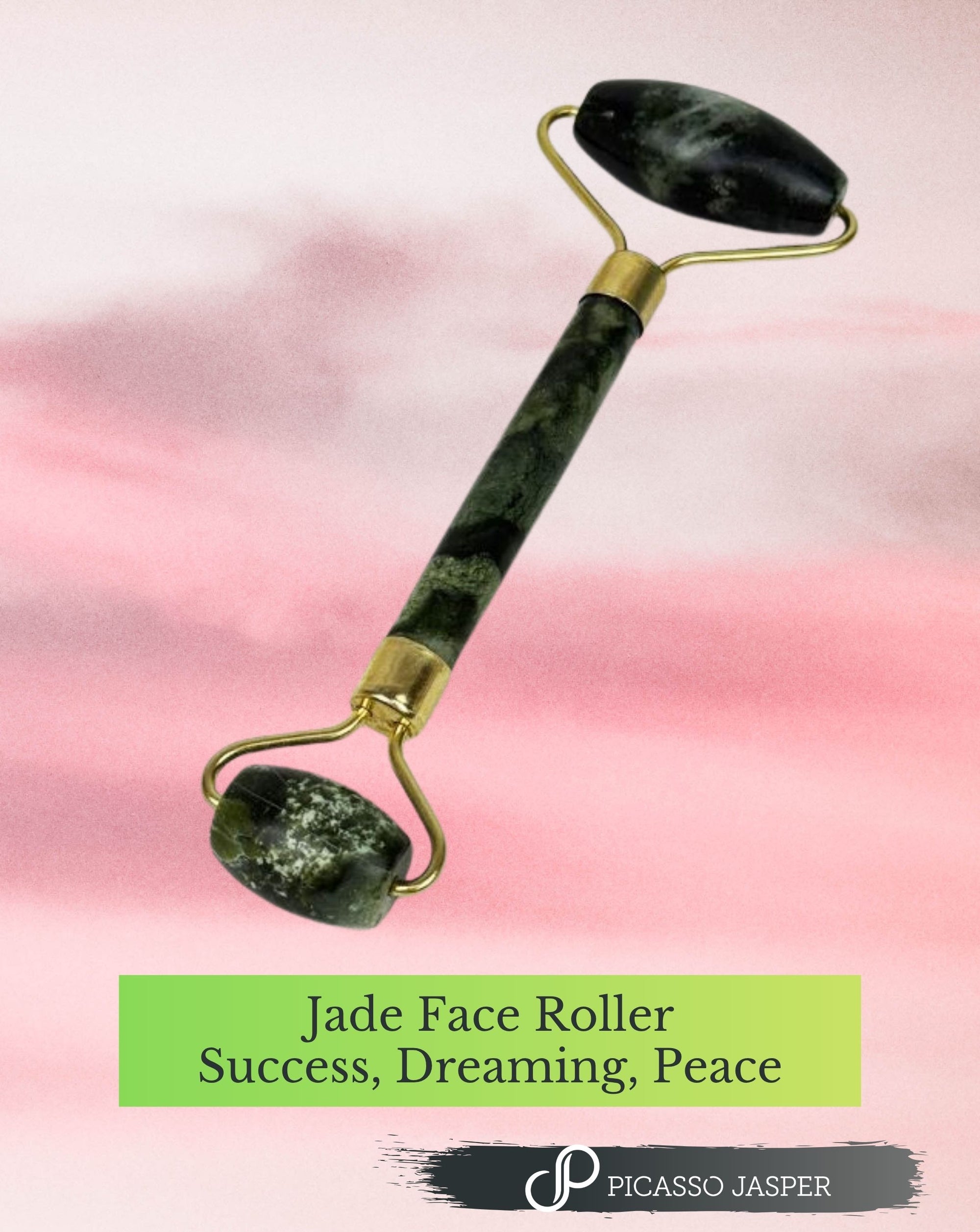 Jade Crystal, Reiki Infused, Grounding Face Roller: Success, Dreaming, Peace