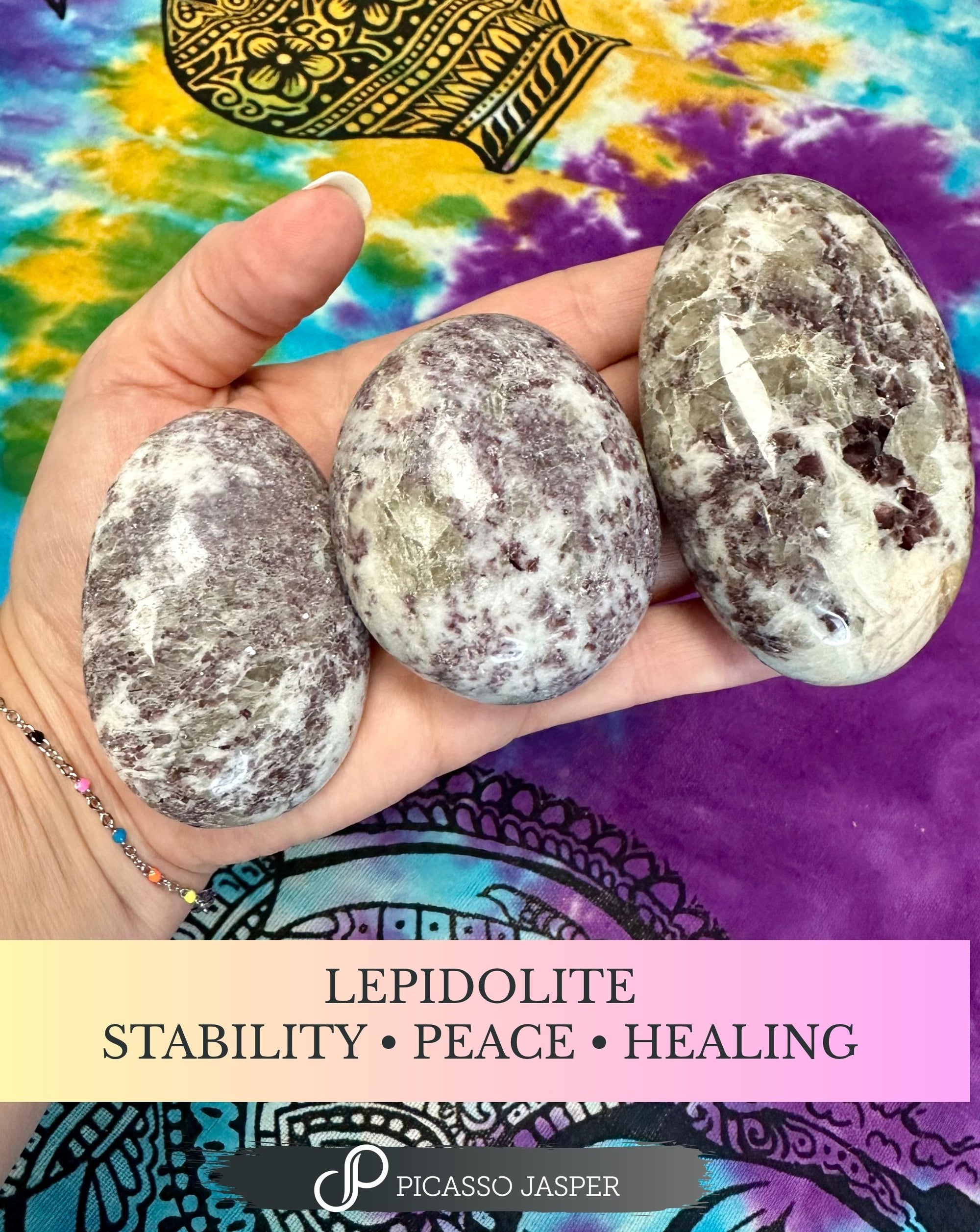 Lepidolite Palm Stone: STABILITY • PEACE • HEALING