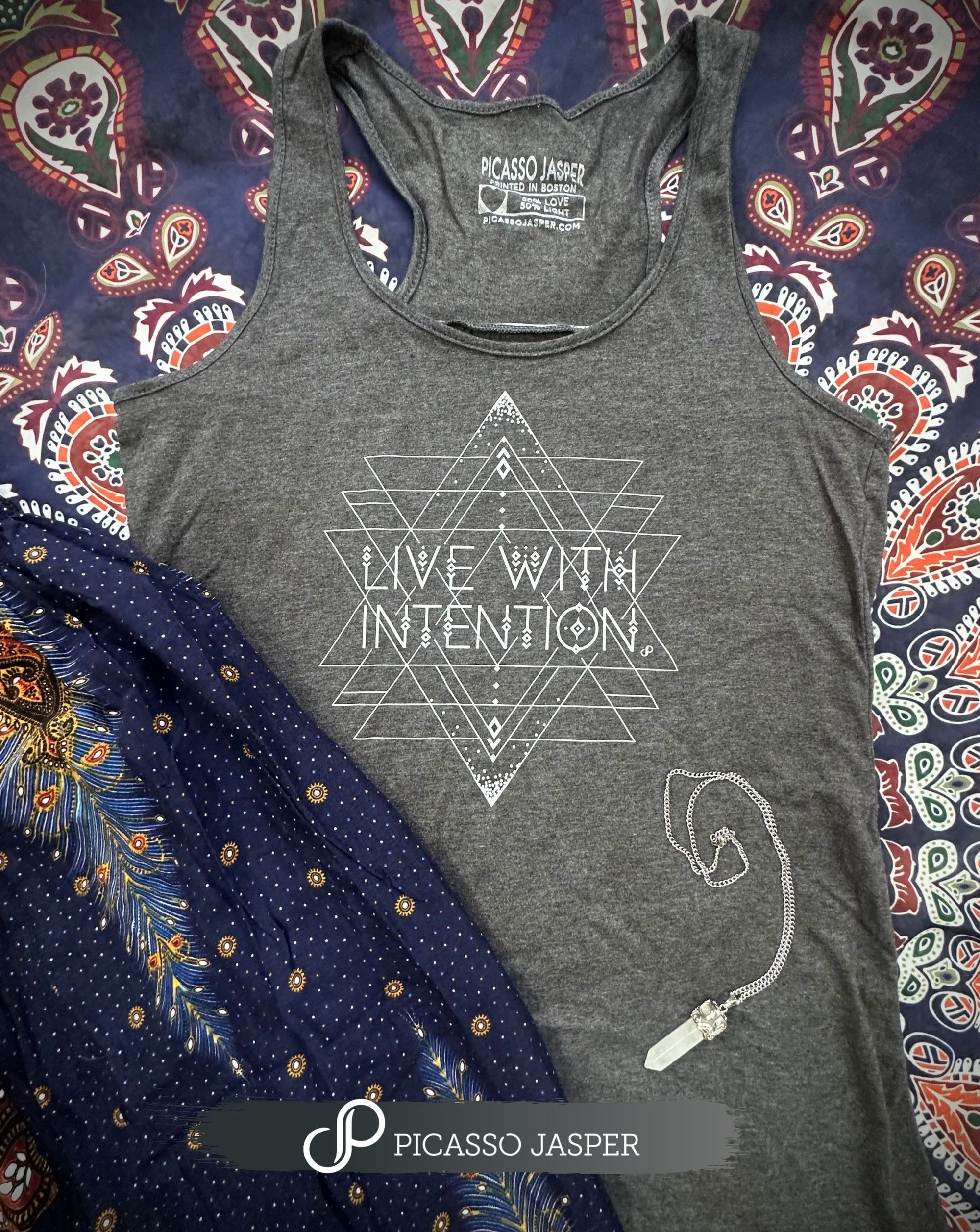 Live with Intention, Flowy Racerback Tank, Sizes S-4XL