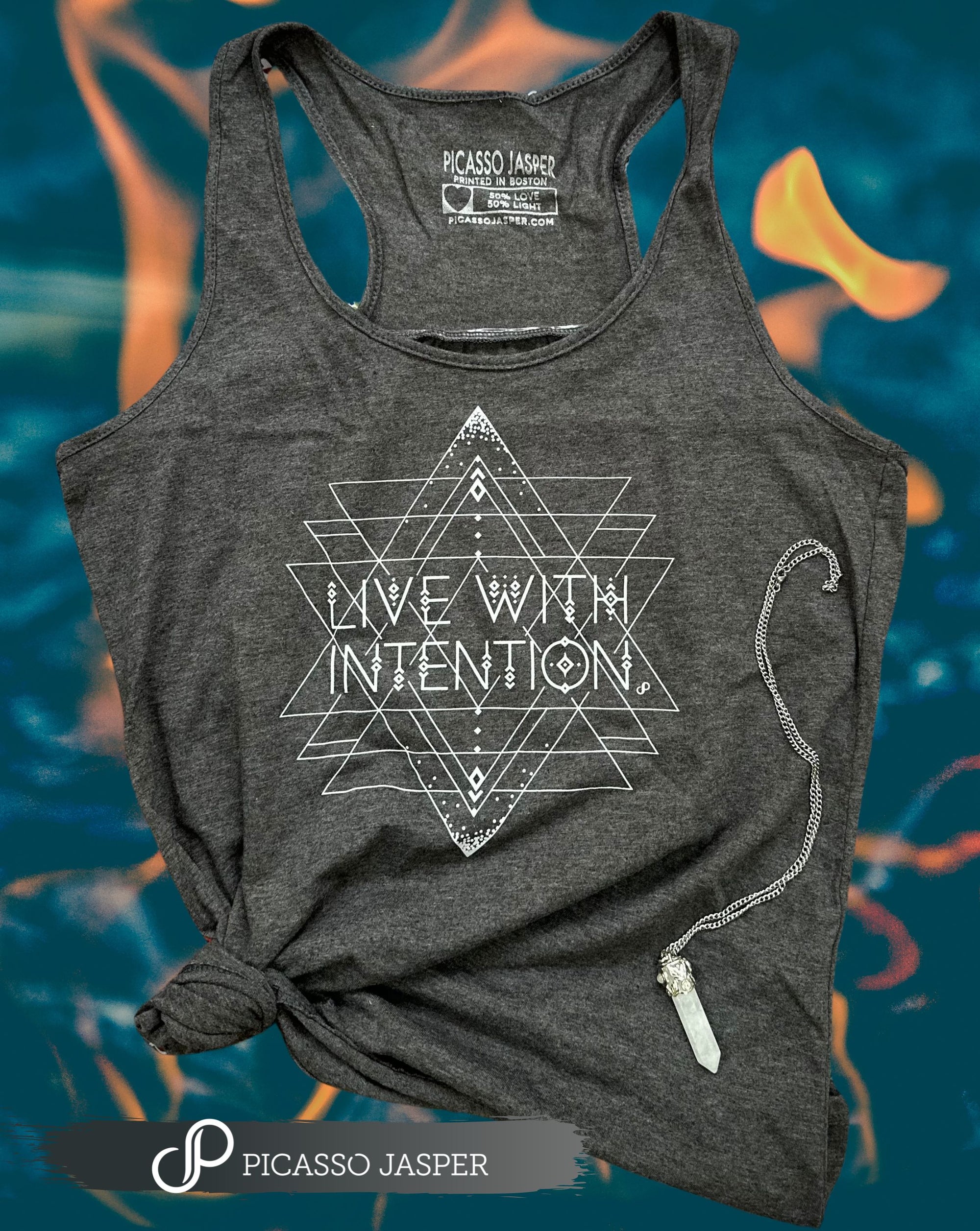 Live with Intention, Flowy Racerback Tank, Sizes S-4XL