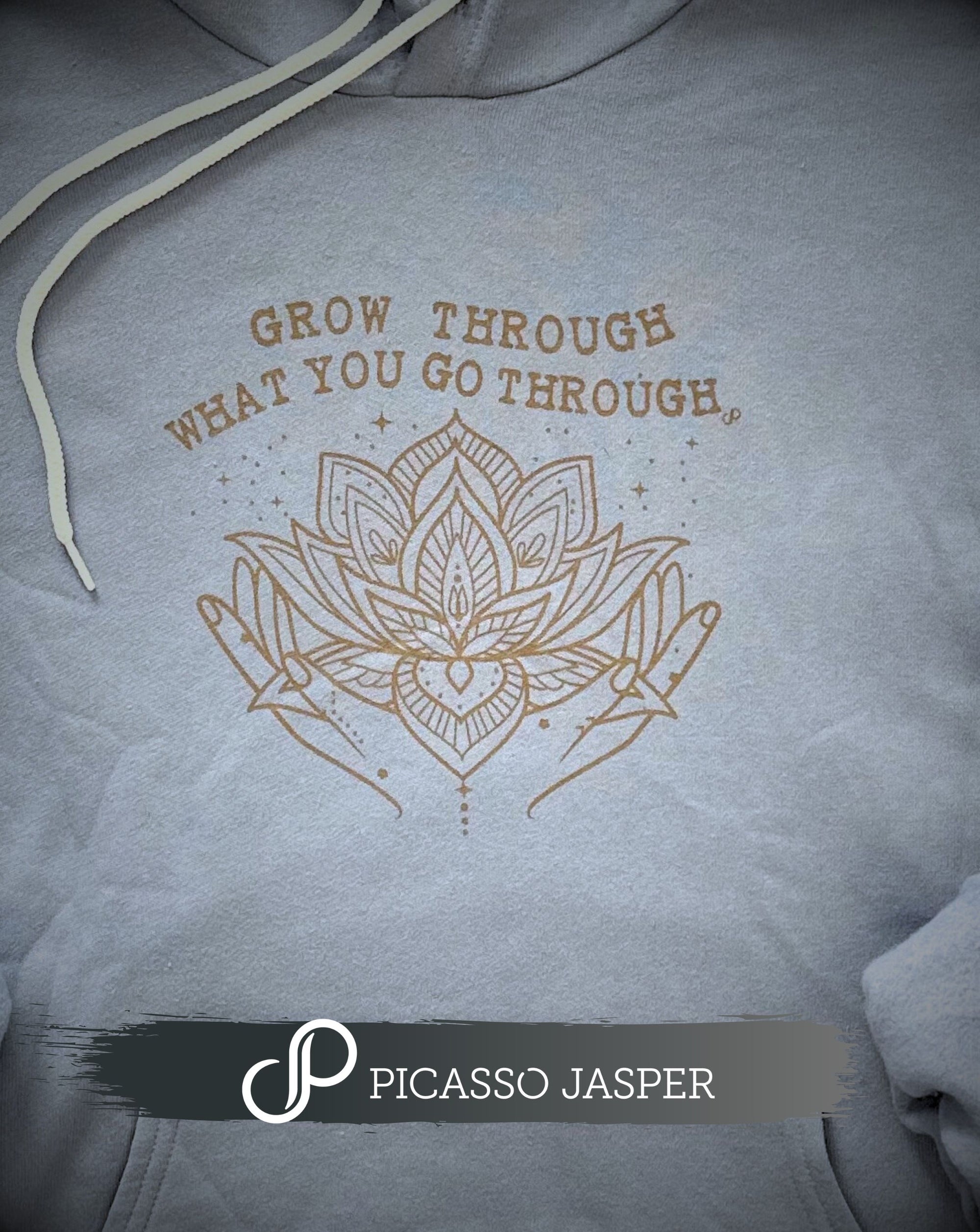 Grow Through What You Go Through, Lotus Sweatshirt + Jogger +  Crystal, Bundle!