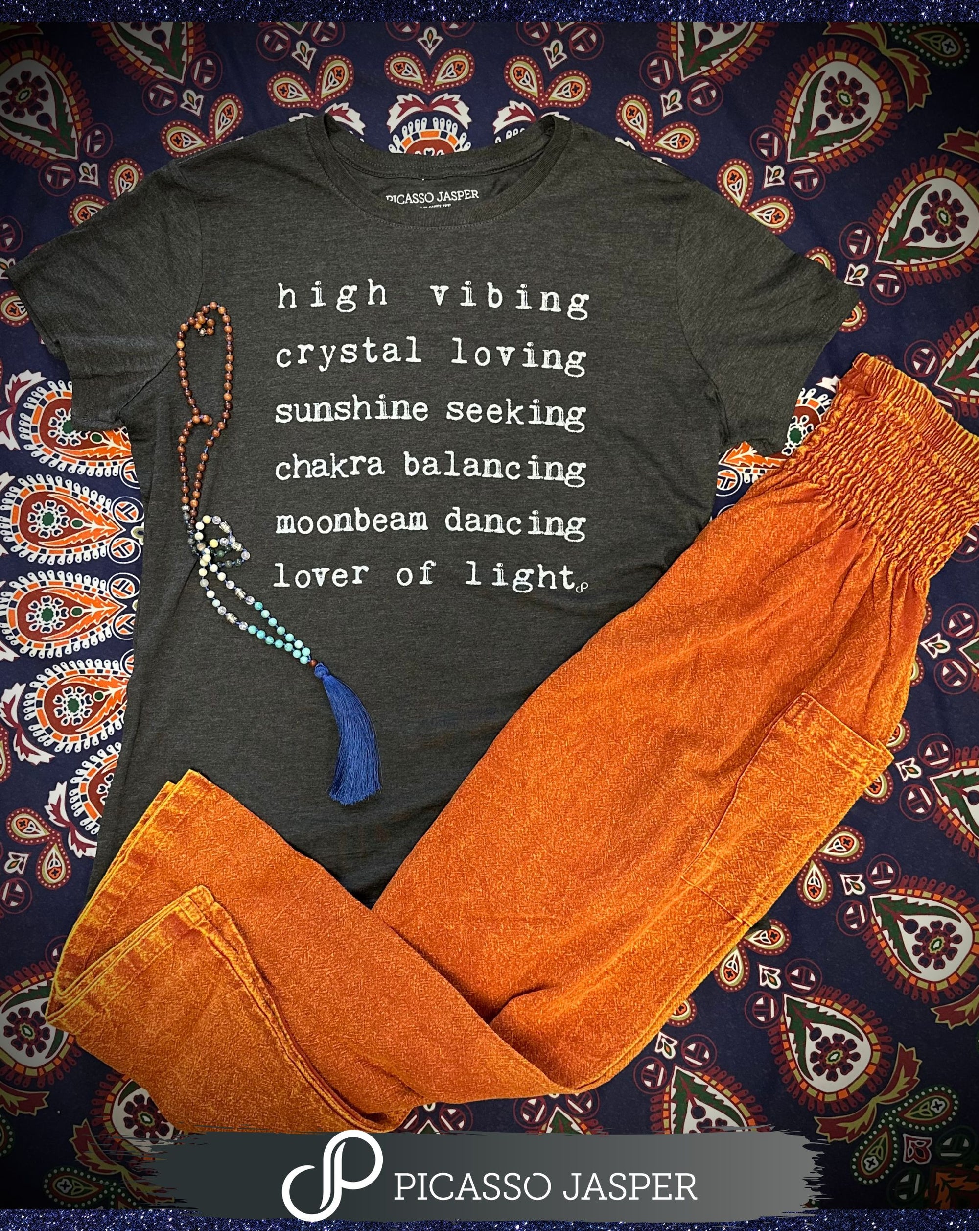 Lover of Light Tee +2 Pocket Stonewashed Goddess Pants + Crystal- Bundle!