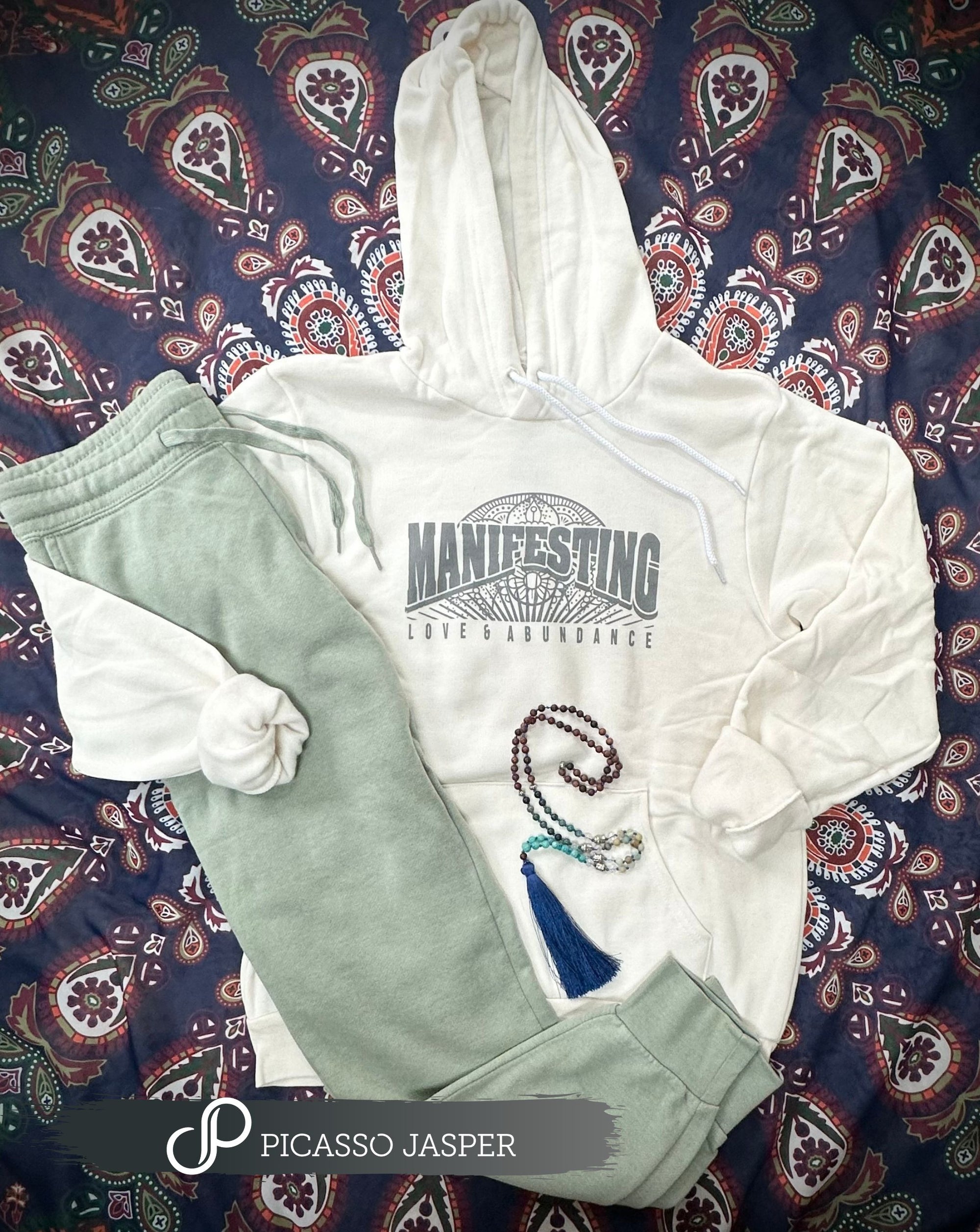 Manifesting Love & Abundance Hoodie + Jogger +  Crystal, Bundle!