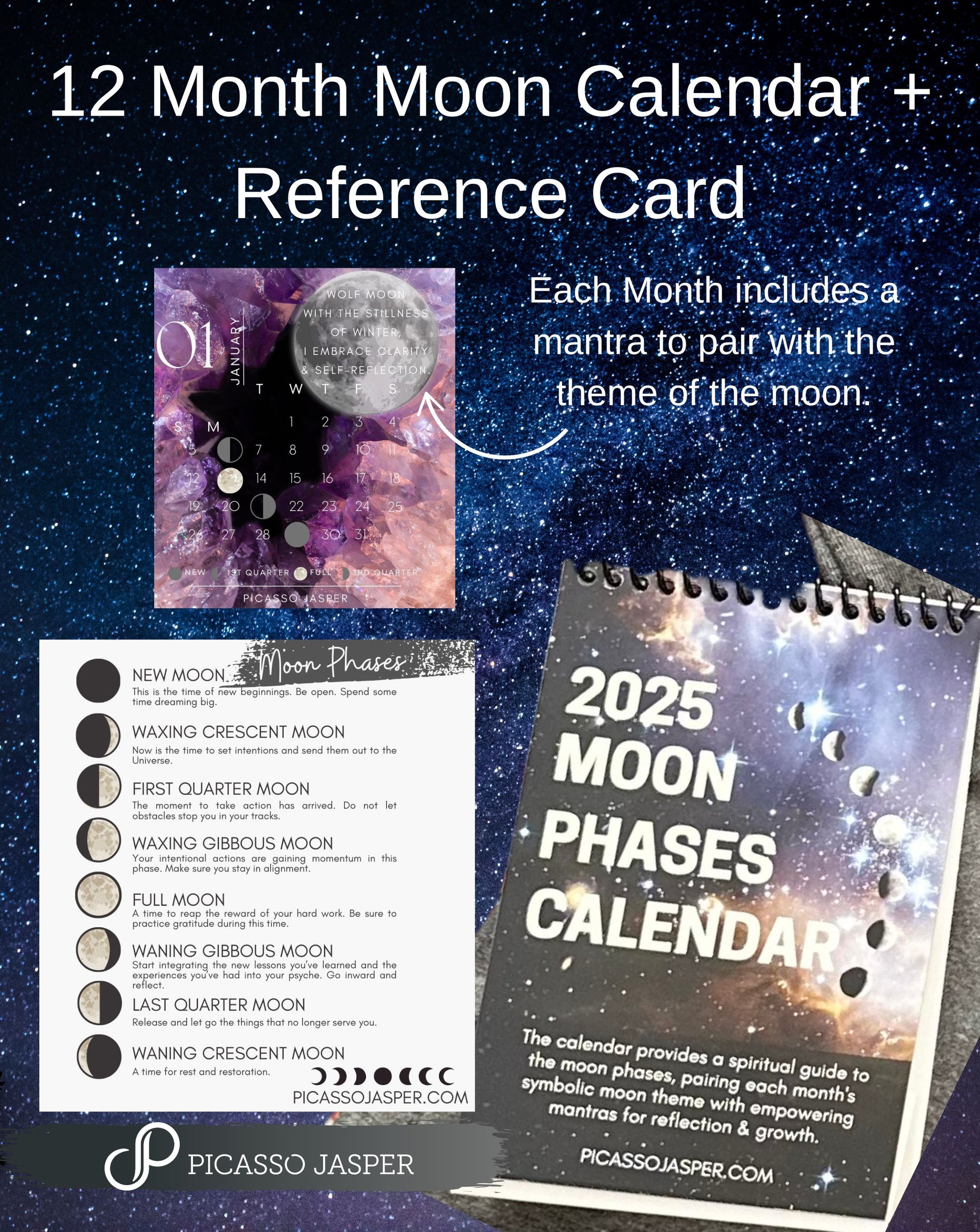 2025 Desktop Moon Calendar: A spiritual guide to the moon phases!