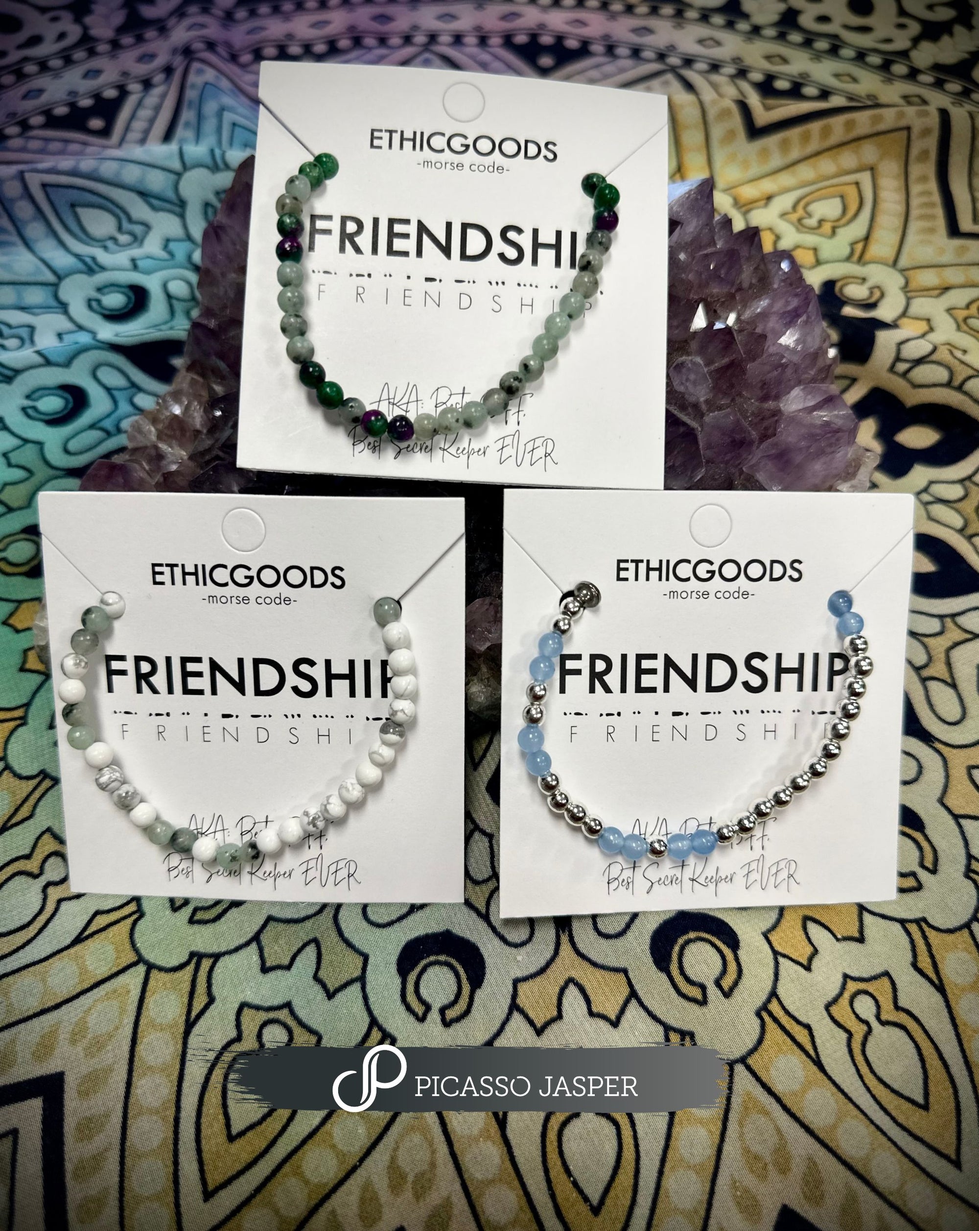Morse Code, Friendship Crystal Bracelets