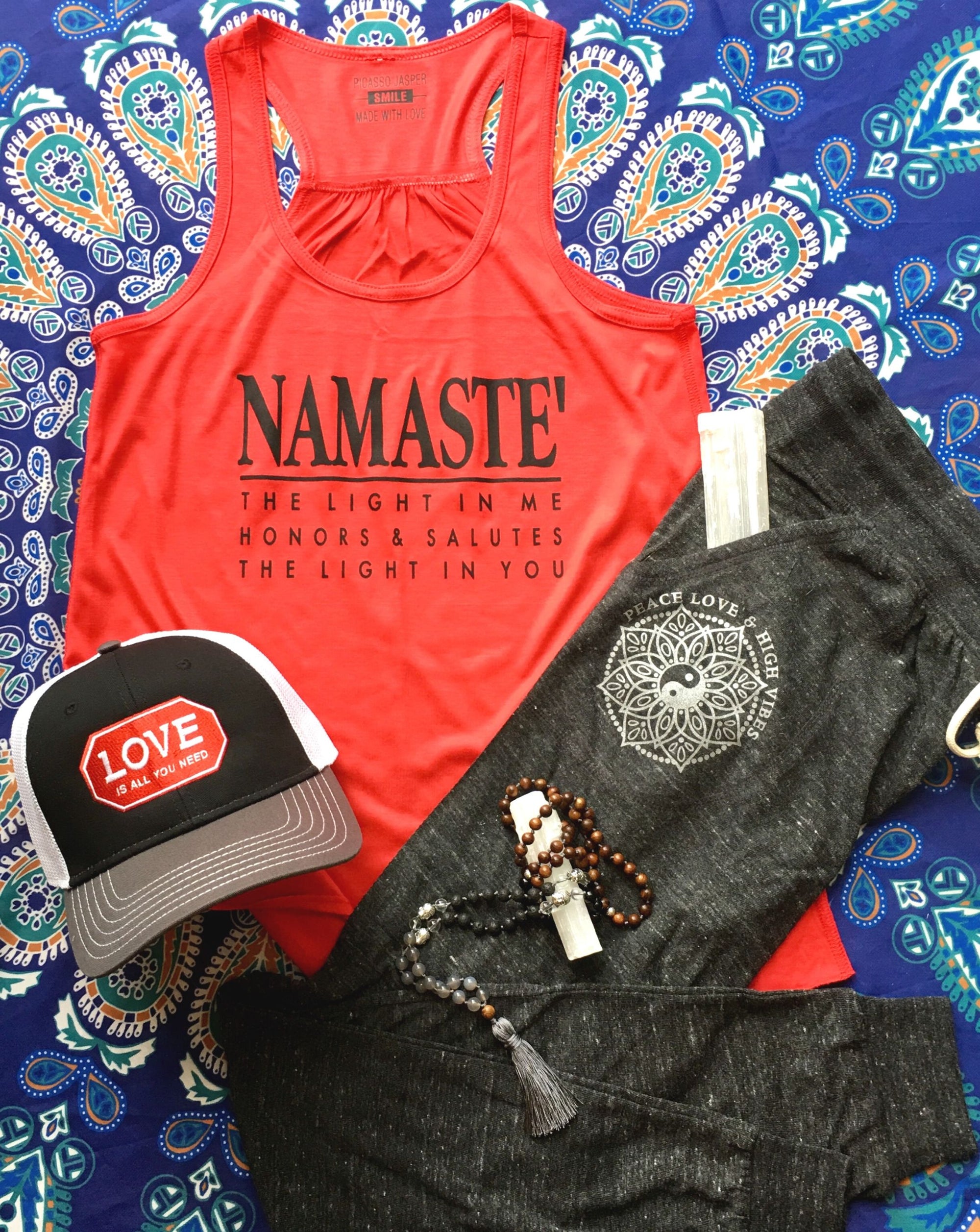 Namaste Tank & Shiva Rayon, 2 Pocket Goddess Pants + Crystal- Bundle!