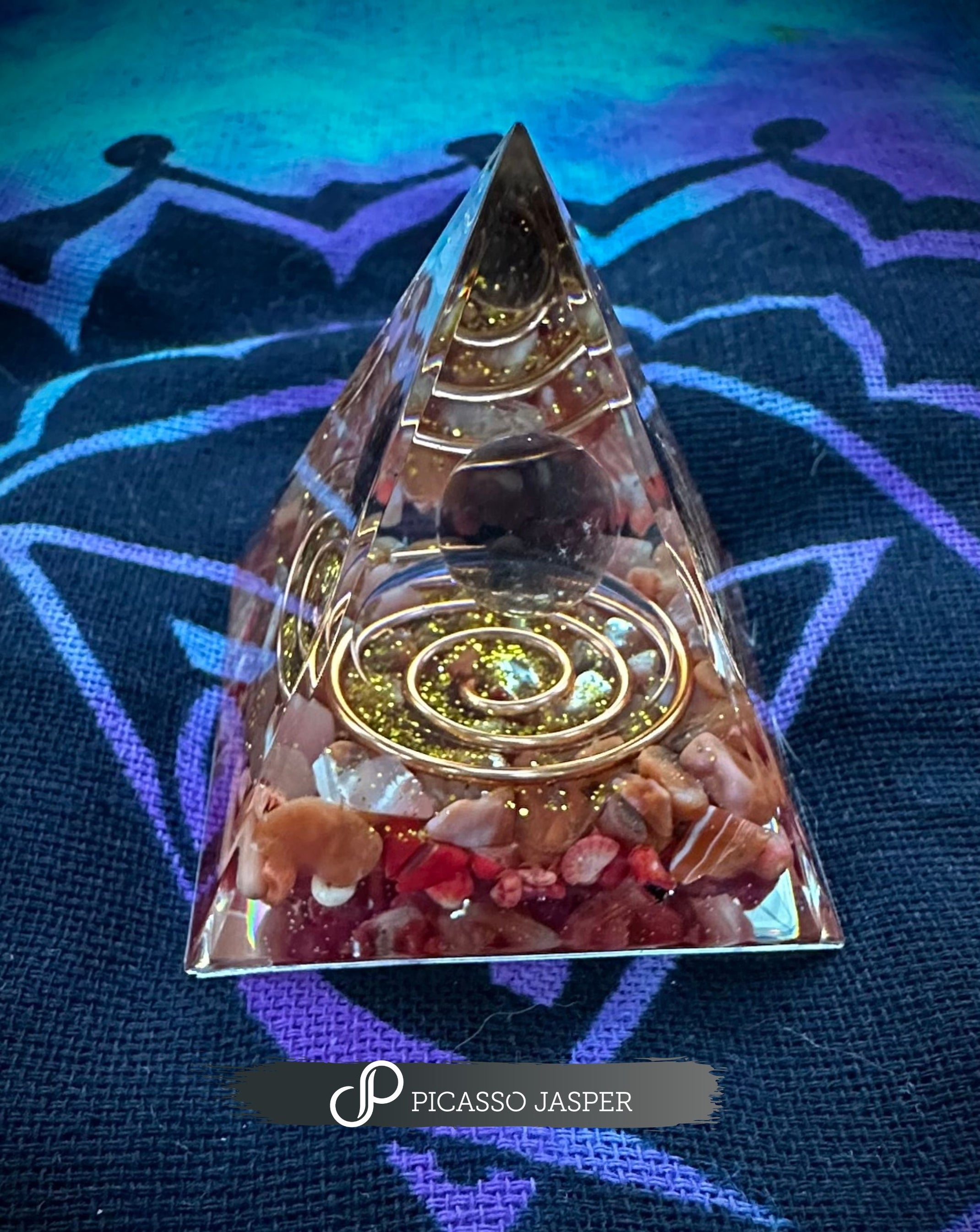 Orgone Crystal Pyramid: Gratitude Ritual Bundle - Picasso Jasper
