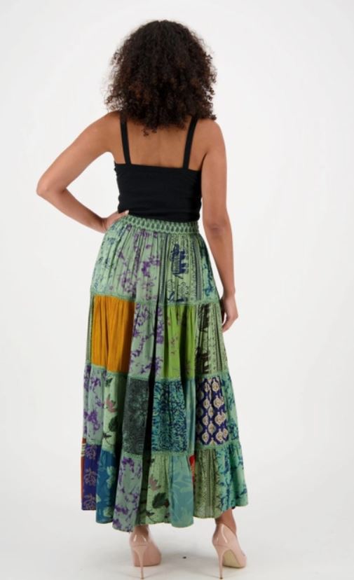 Selenite Harmony Patchwork Maxi Skirt