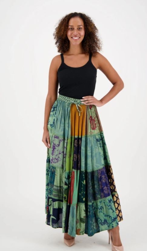 Selenite Harmony Patchwork Maxi Skirt