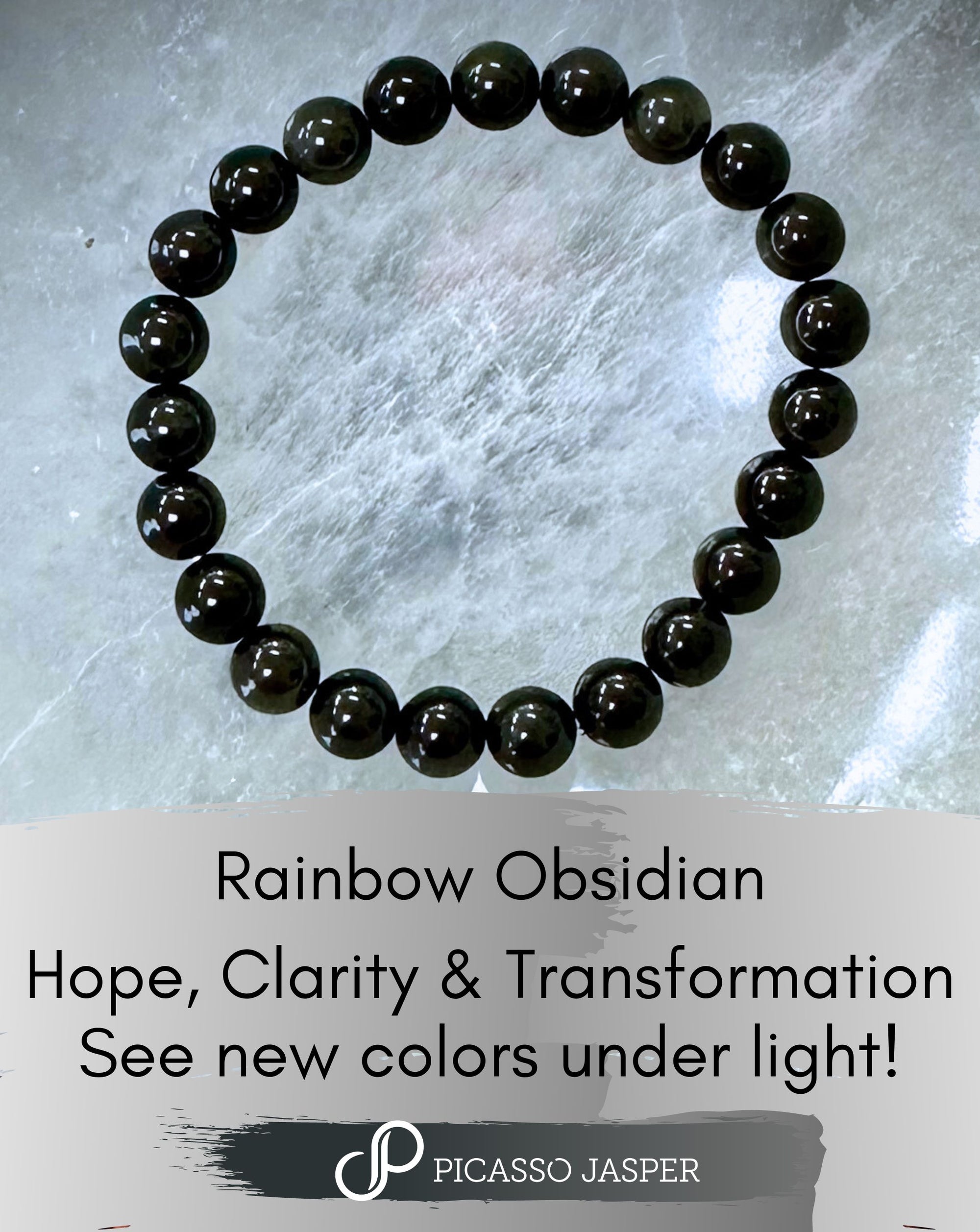 Rainbow Obsidian, 8mm bead bracelet- Hope, Clarity & Transformation