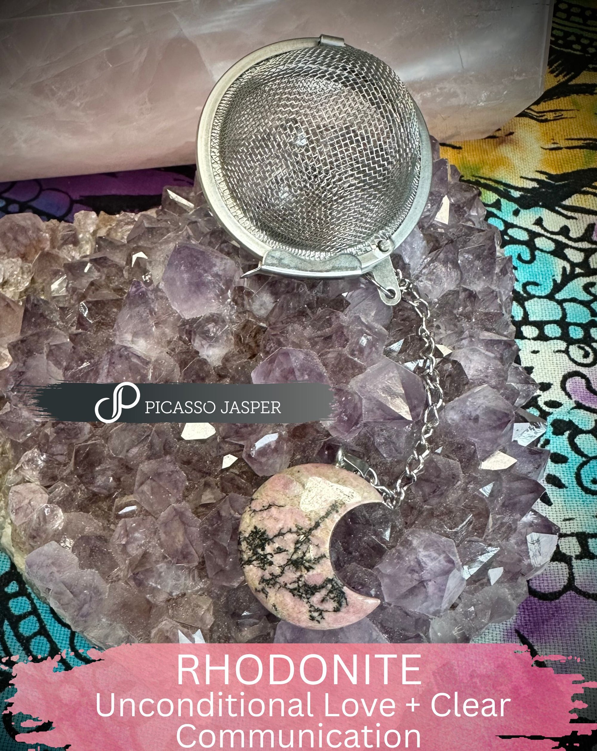 Moon Tea Ritual Bundle: Intentional Tee + Rhodonite Crystal Moon Steeper