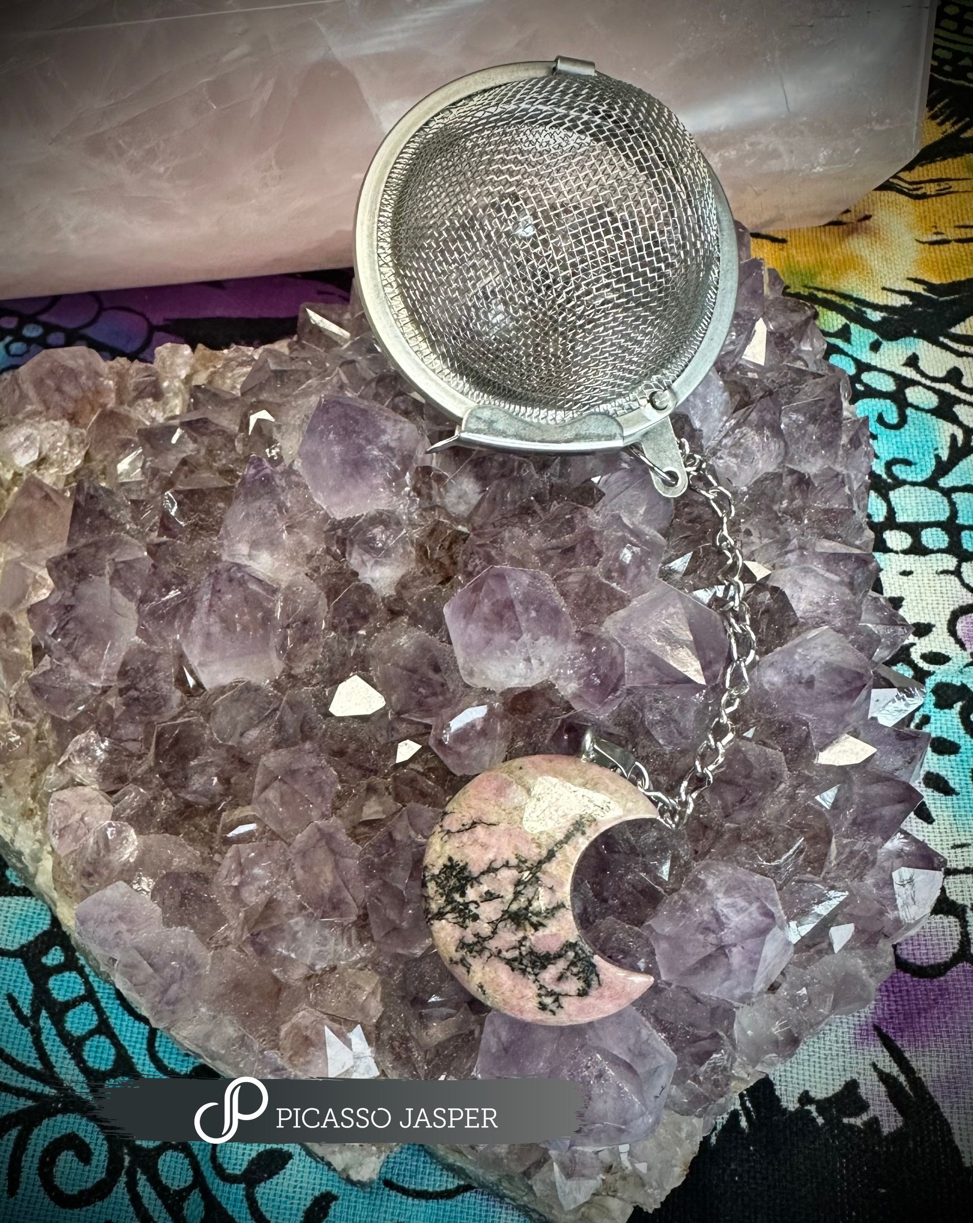Moon Tea Ritual Bundle: Intentional Tee + Rhodonite Crystal Moon Steeper