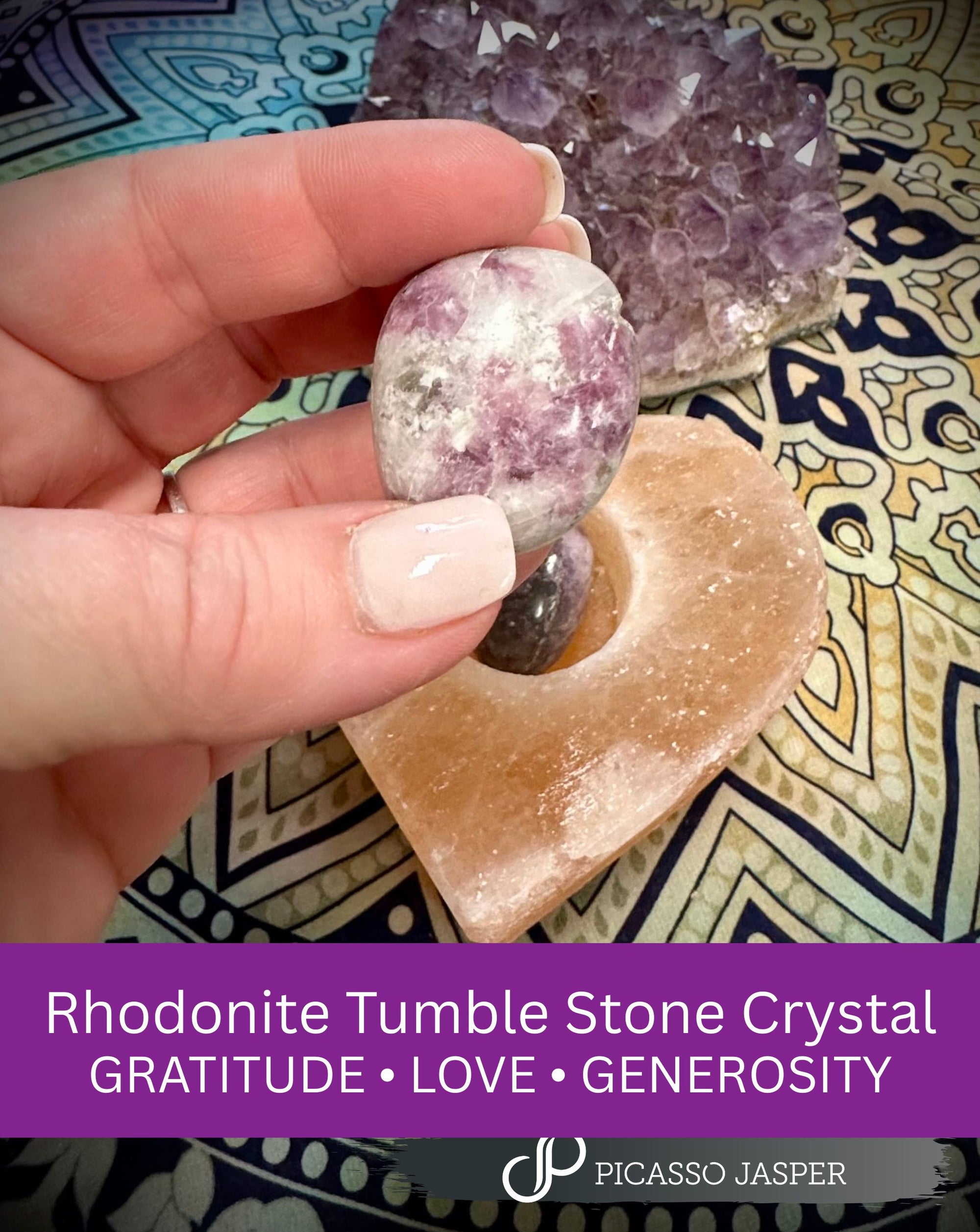 Rhodonite Tumble Crystal- Unconditional Love + Clear Communication