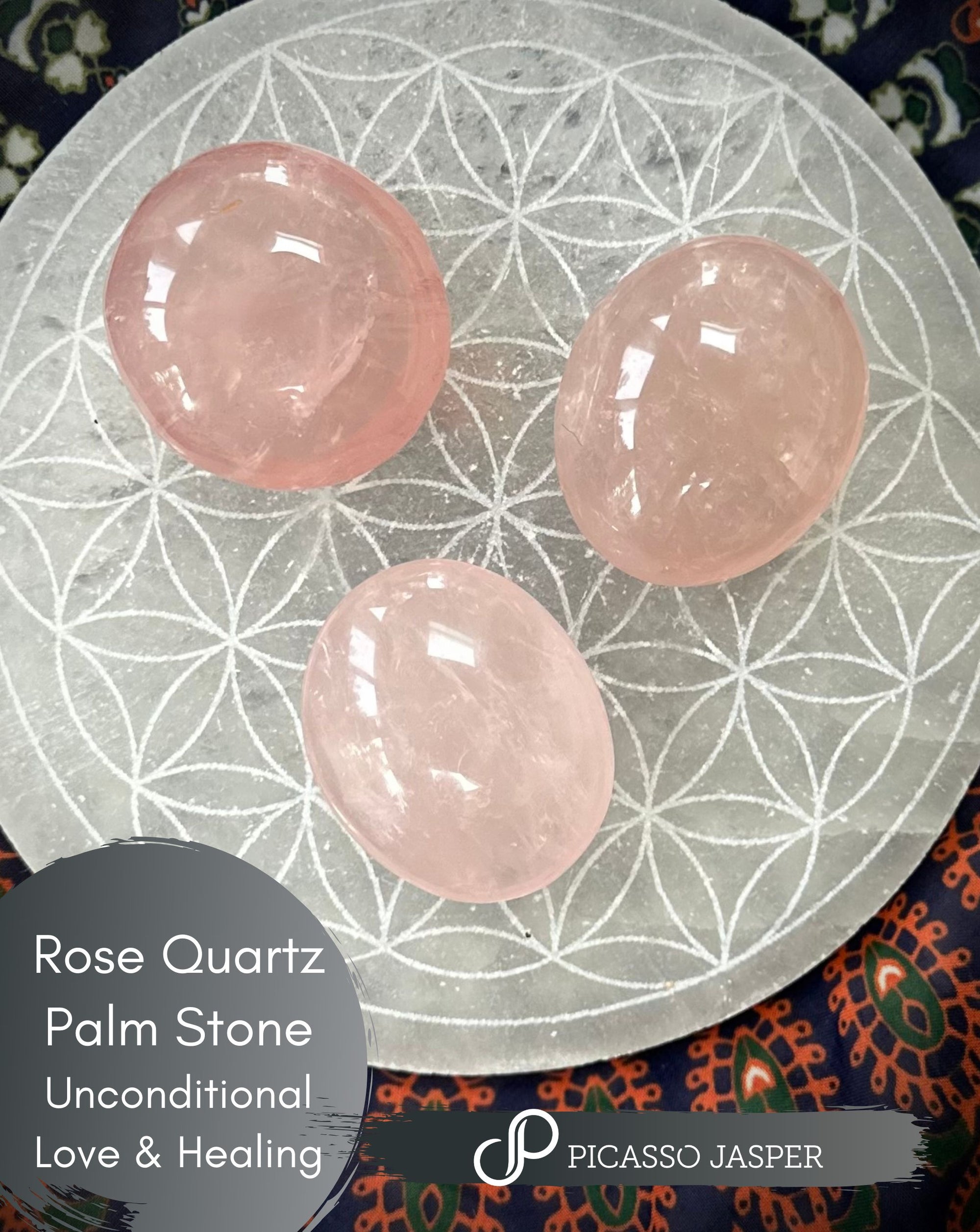 Rose Quartz Palm Stone: I AM LOVE, I AM LOVED