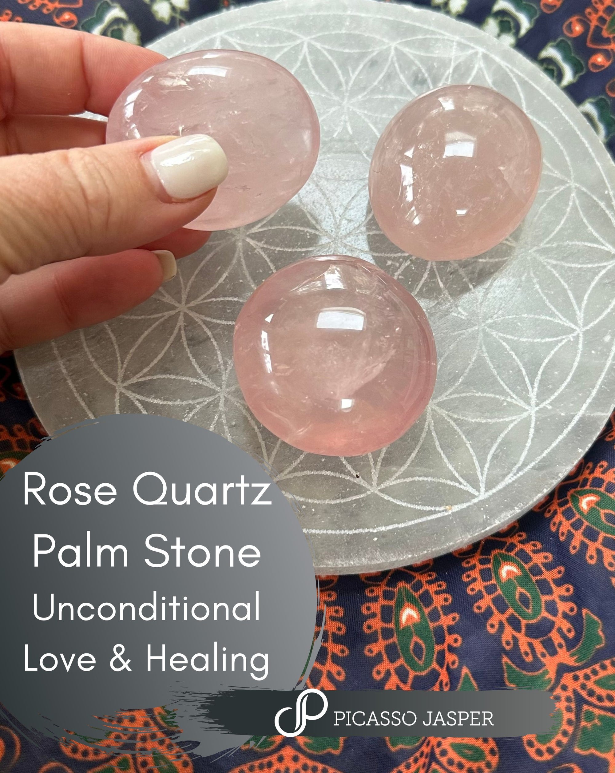 Rose Quartz Palm Stone: I AM LOVE, I AM LOVED