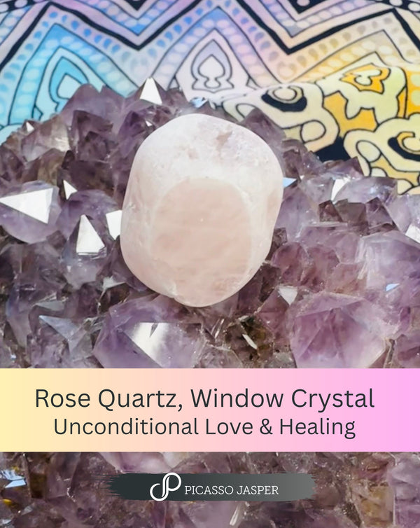 Window Quartz: Clear or Rose Heart Chakra - Picasso Jasper