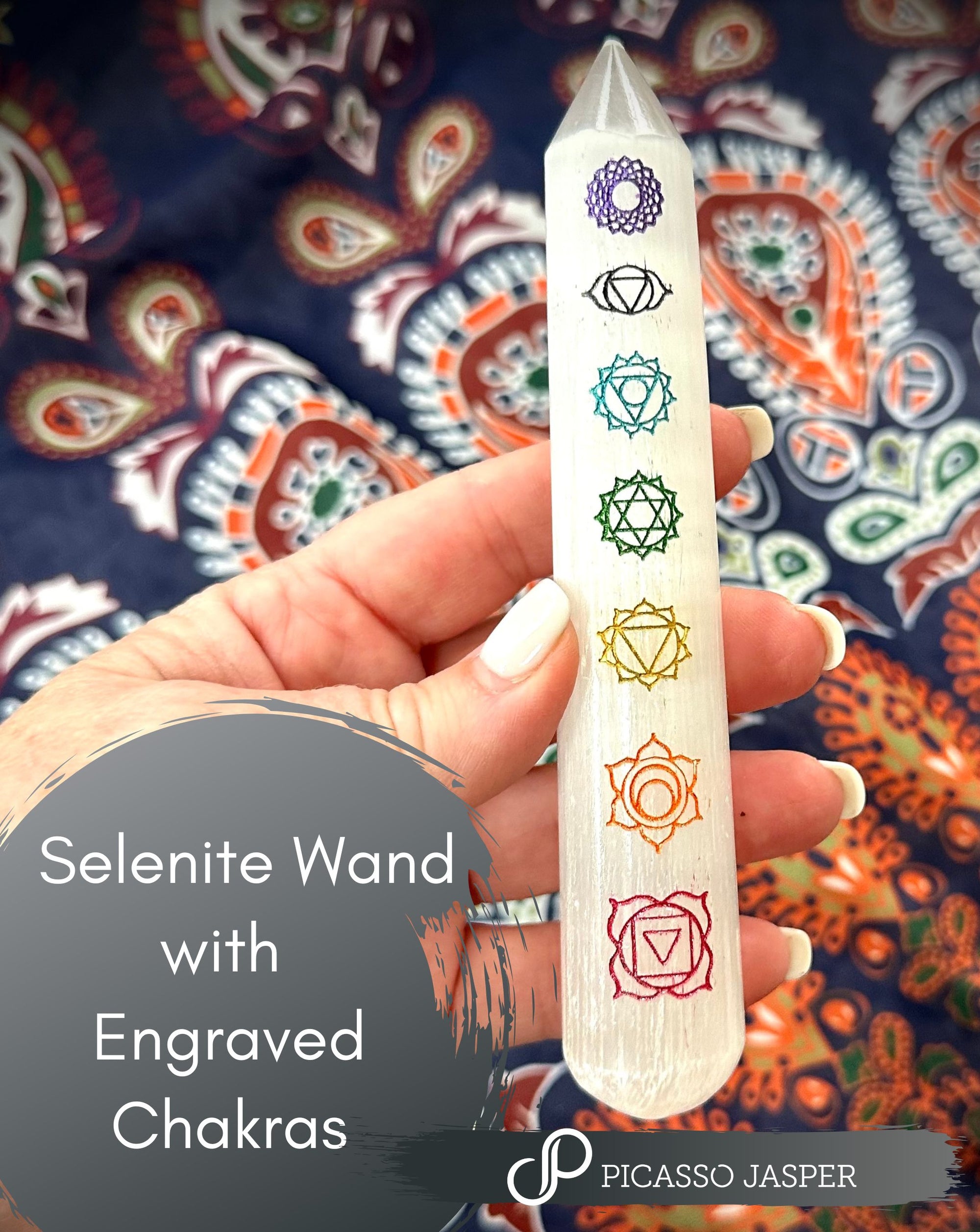 Reiki Infused Selenite, Chakra Wand