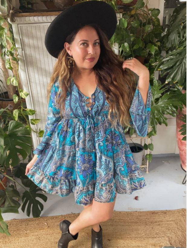 Bell Sleeve SILK blend, Dress- one of a kind!