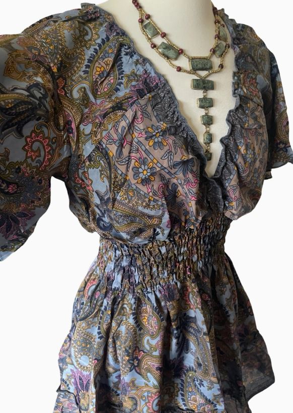 Petite SILK blend, Ruffle Dress- one of a kind!