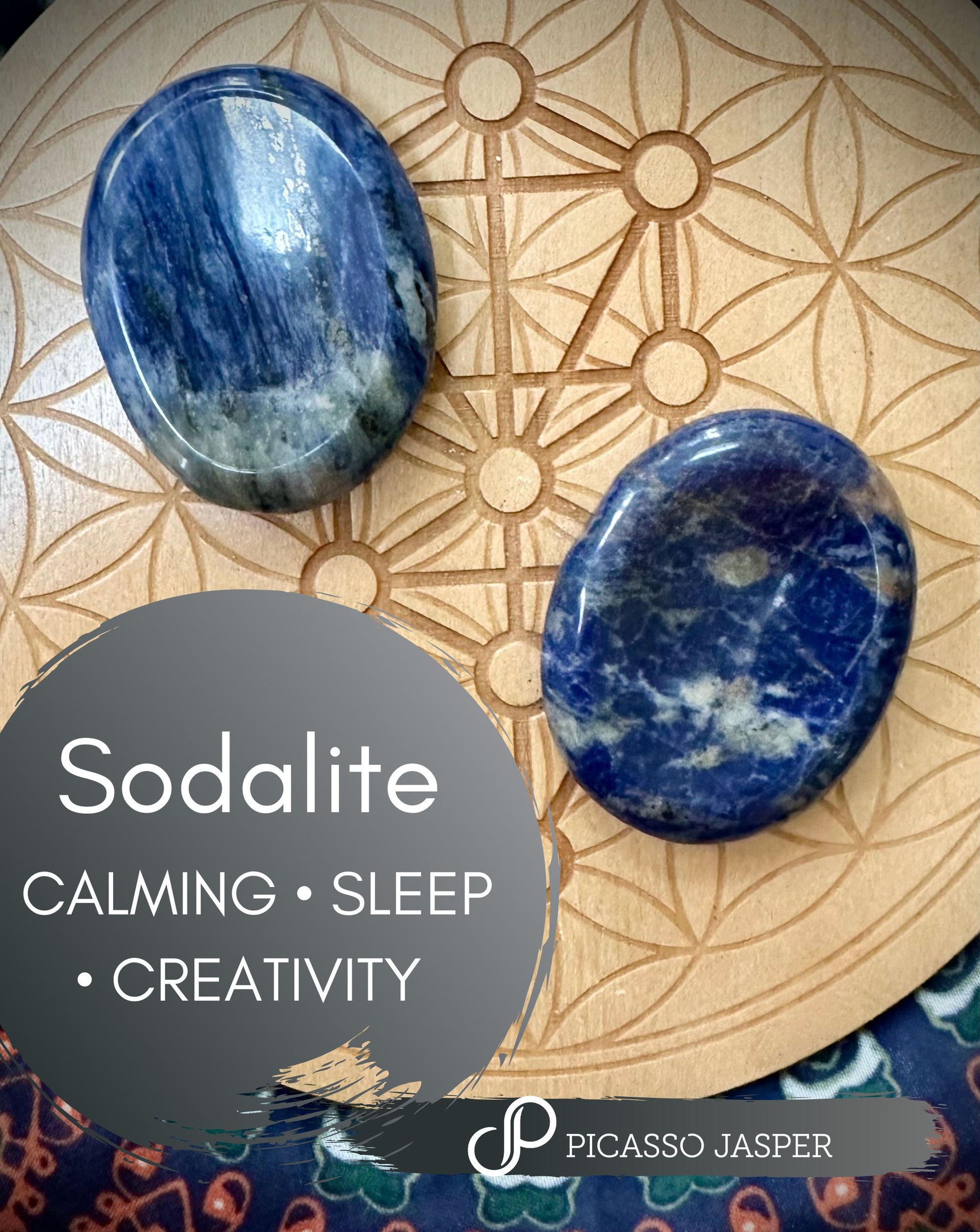 Sodalite Worry Stone: CALMING • SLEEP • CREATIVITY