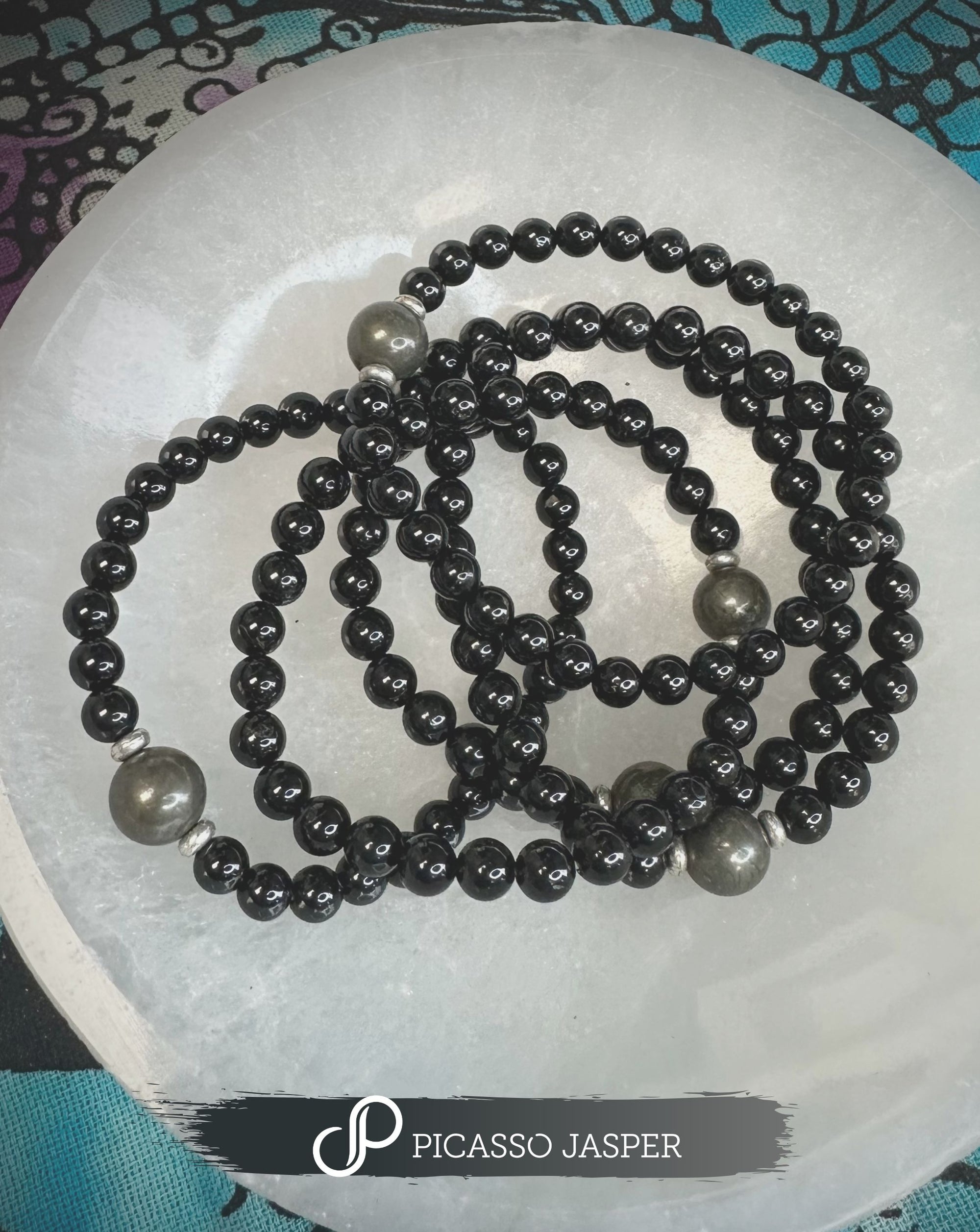 Tourmaline + PYRITE Crystal Bracelet: Protection, Luck, Abundance