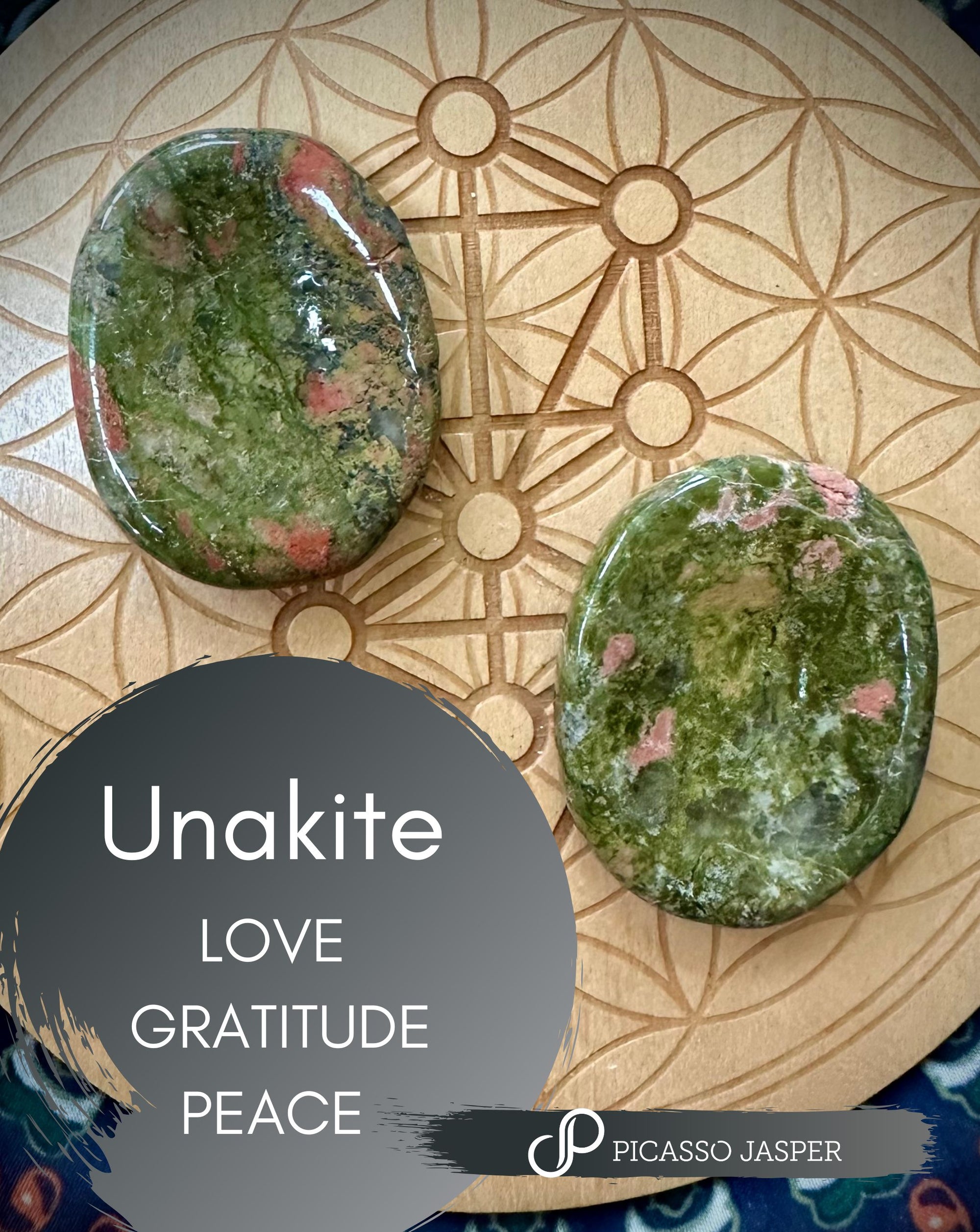 Unakite Worry Stone: LOVE • GRATITUDE • PEACE